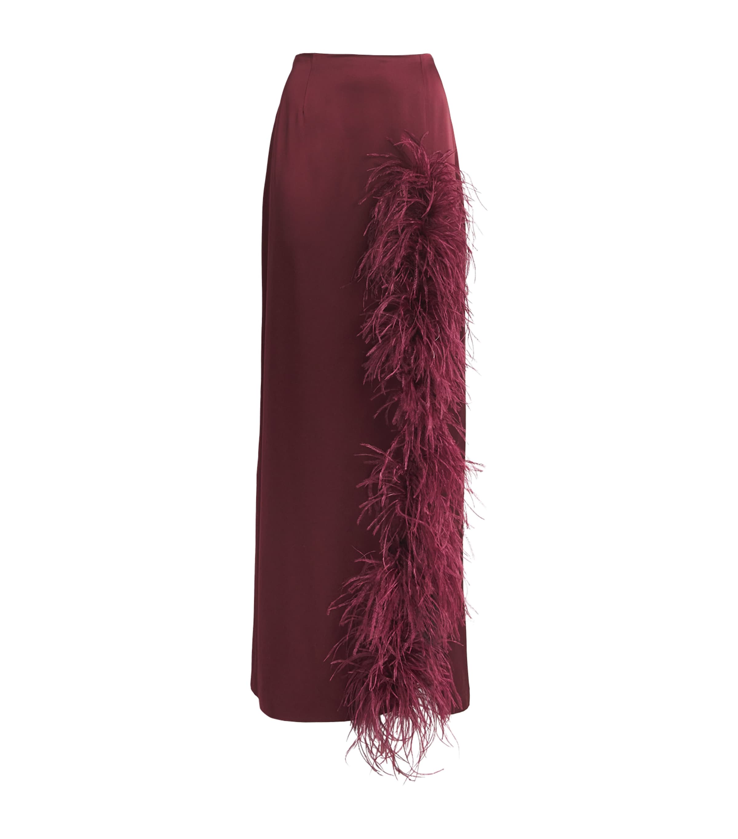 Lapointe Feather-trim Maxi Skirt In Burgundy