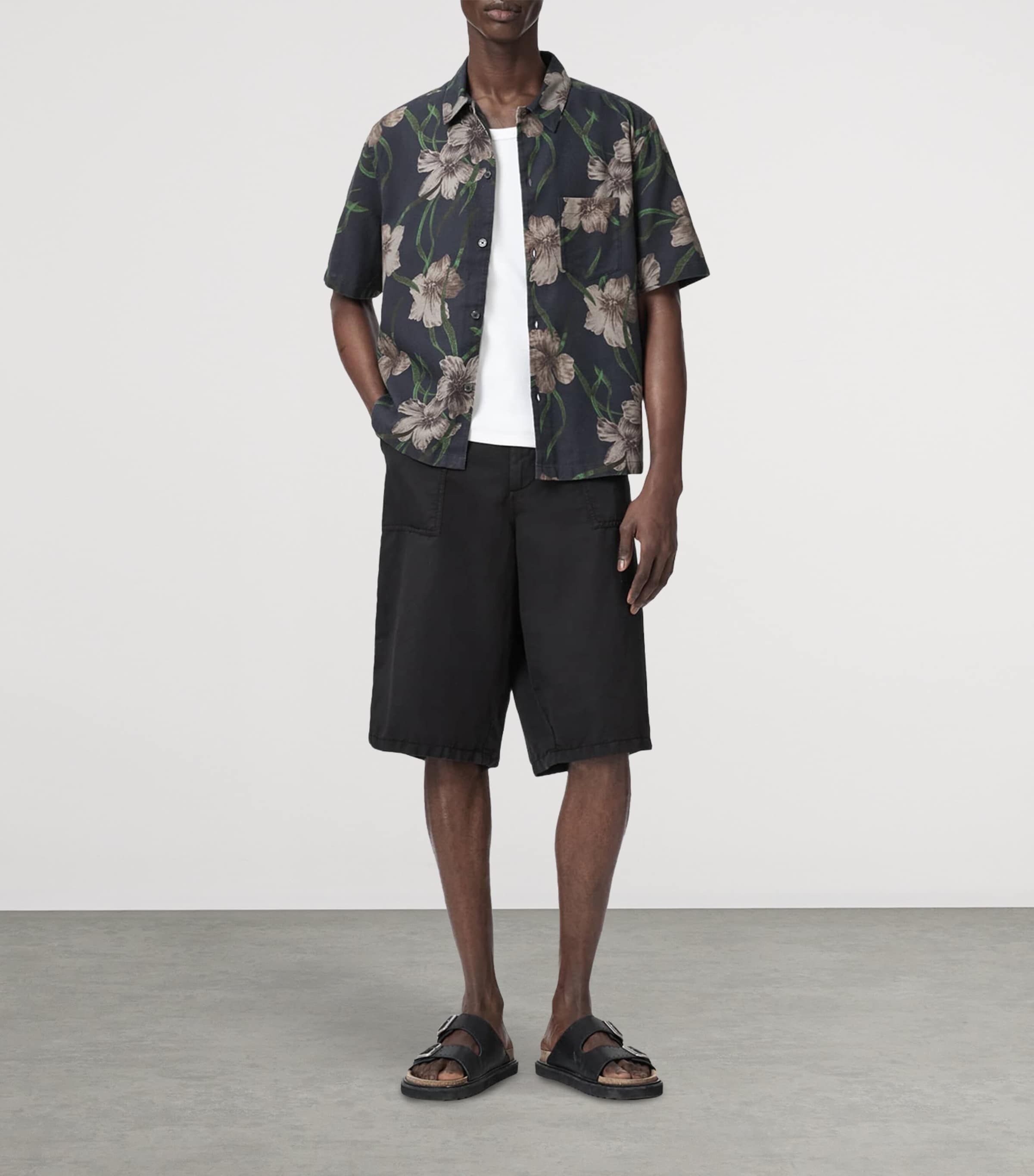 AllSaints Mens Floral Climber Shirt Jet Black Image 6