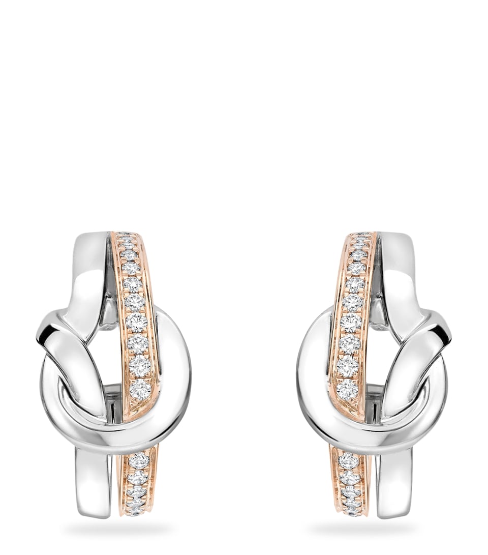 Boodles Rose, White Gold and Diamond The Knot Earrings Rose Gold