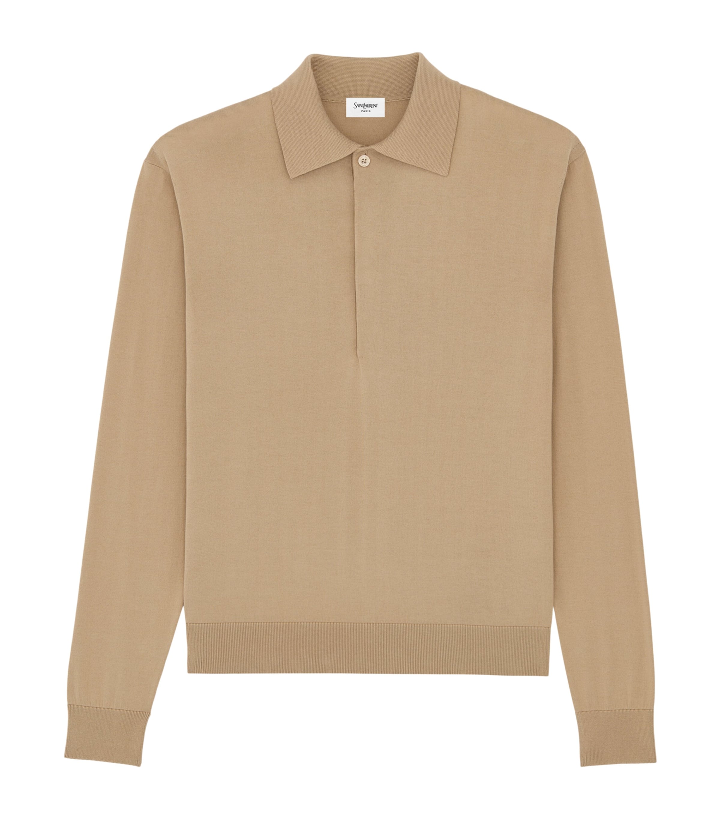Saint Laurent Mens Silk-Cotton Polo Sweater Image 1