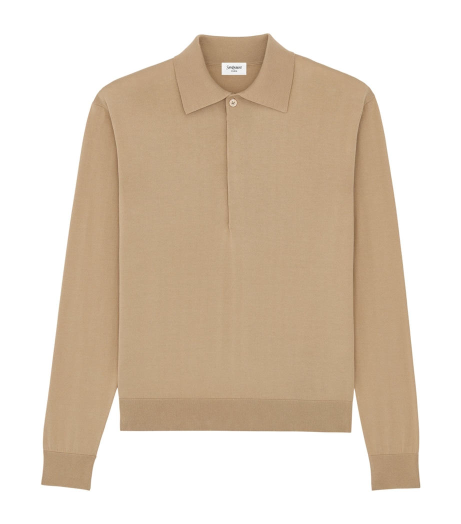 Saint Laurent Mens Silk-Cotton Polo Sweater Image 1