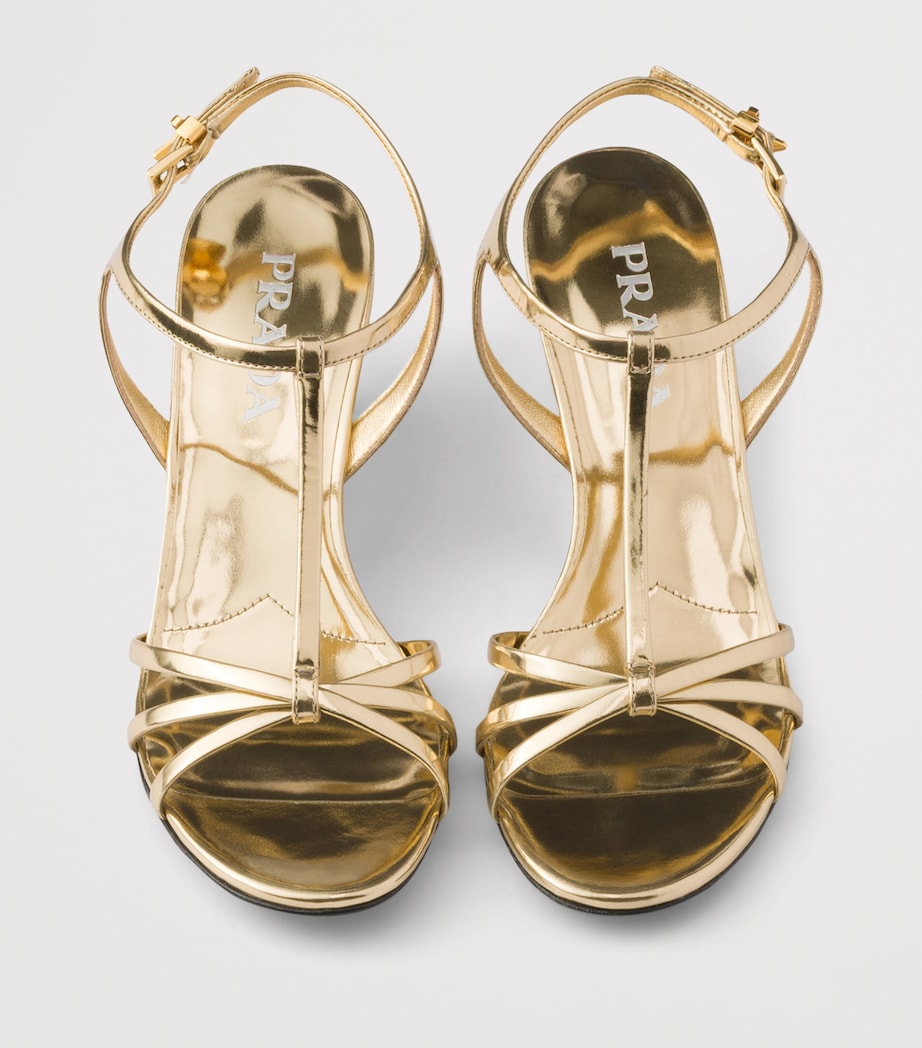 Prada Metallic Leather Wedge Sandals 55 Image 3