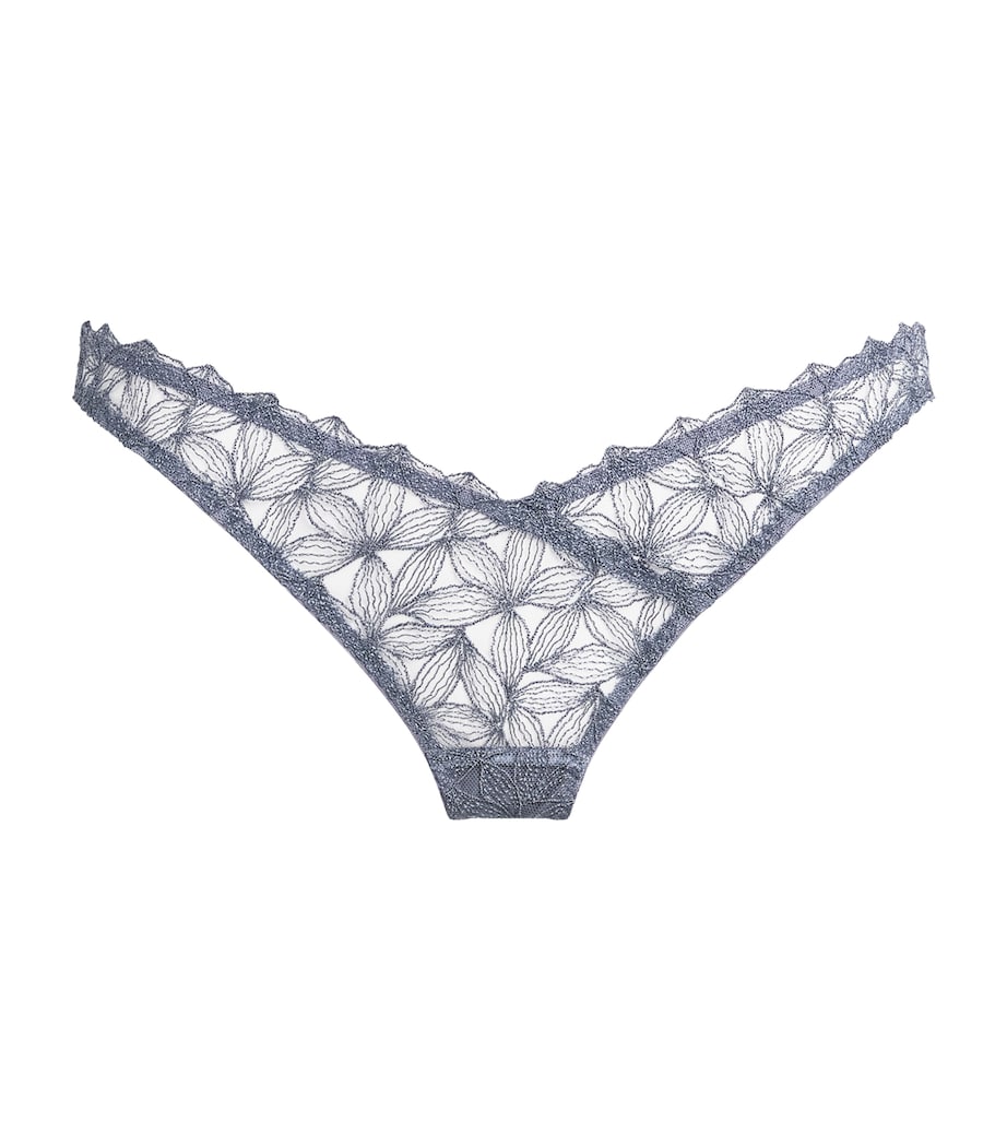 Coco De Mer Womens Lace Floral Esme Skirted Thong Powder Blue Image 1