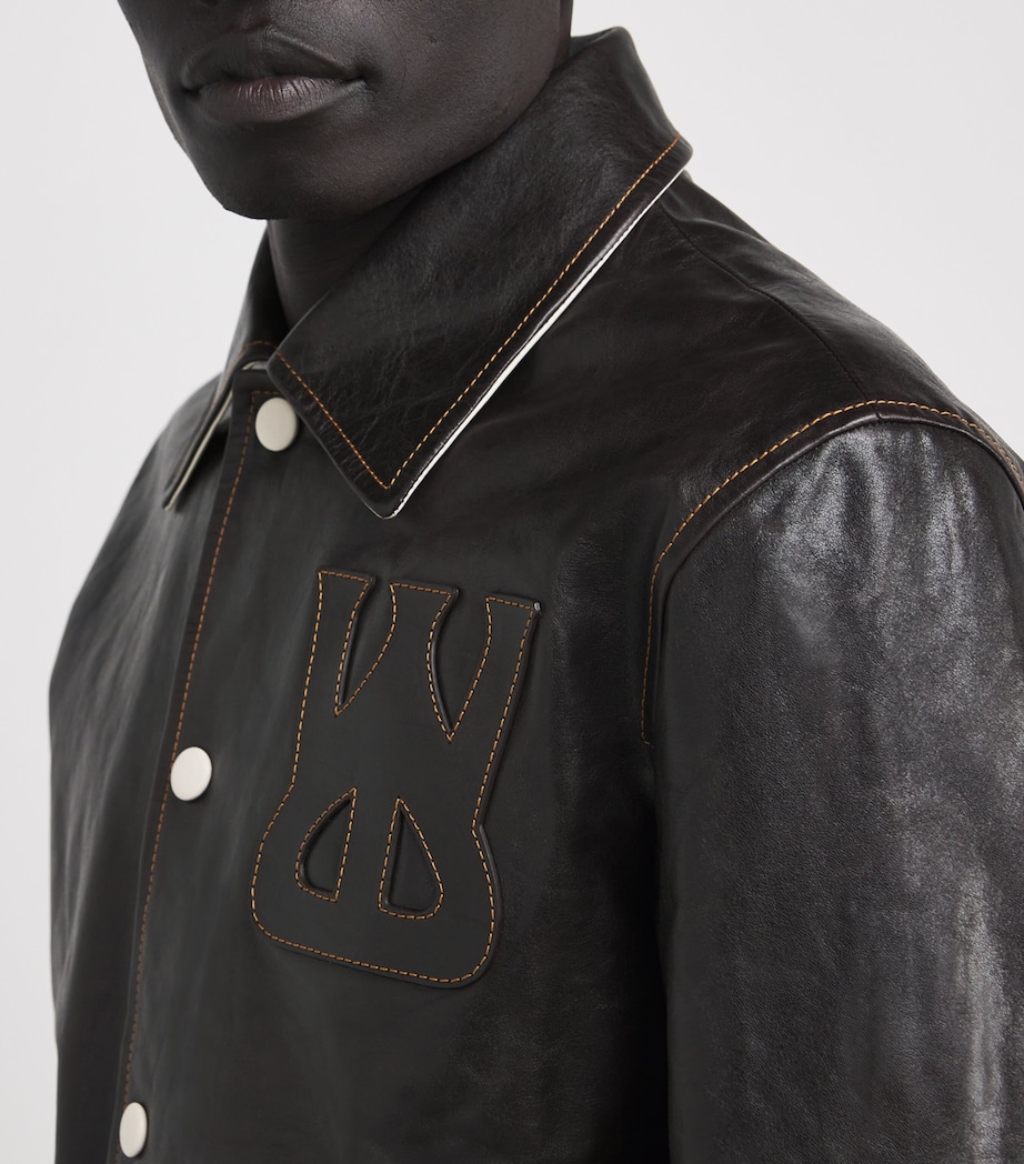 Leather Prince Varsity Jacket DARK BROWN Image 6