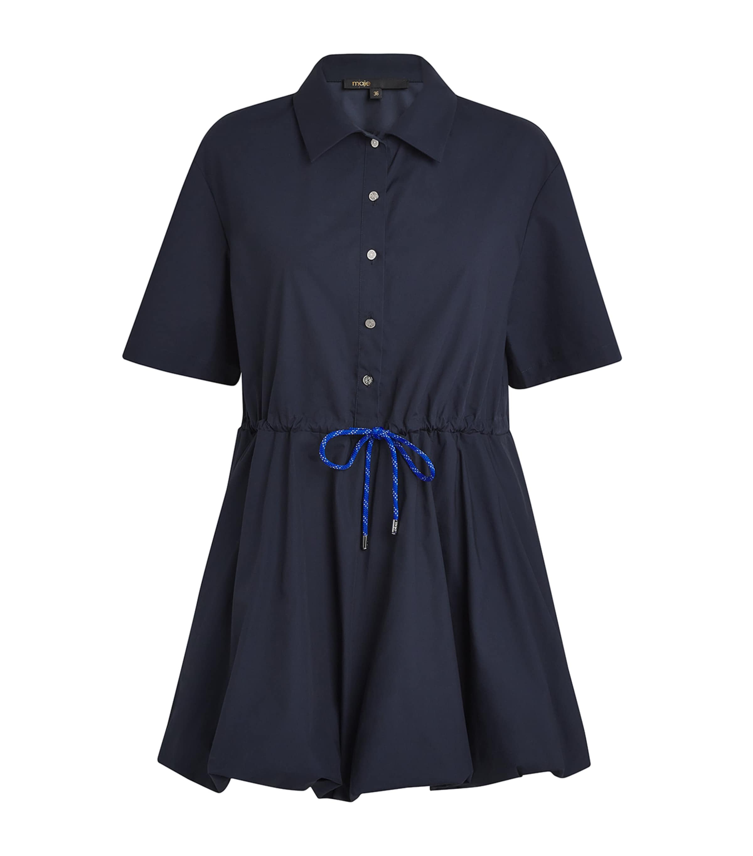 Cotton Bubble-Hem Mini Dress NAVY Image 1
