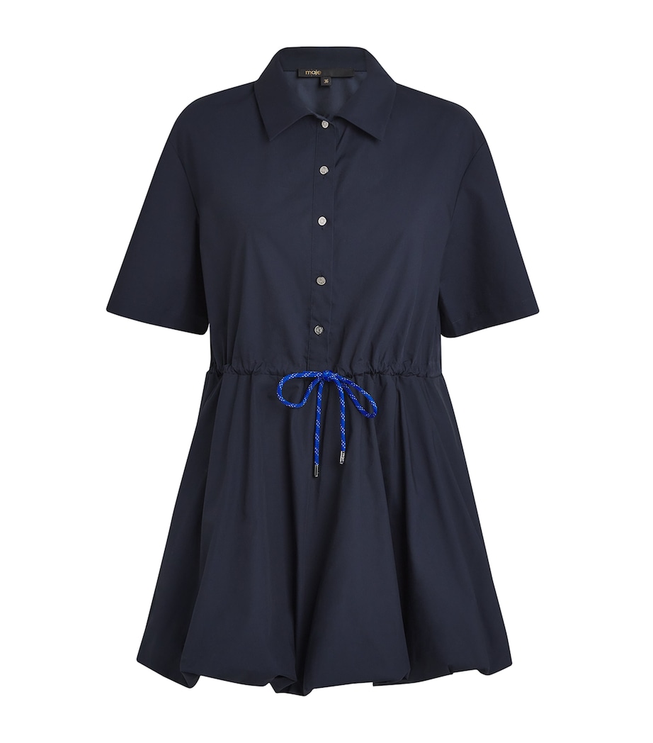 Cotton Bubble-Hem Mini Dress NAVY Image 1