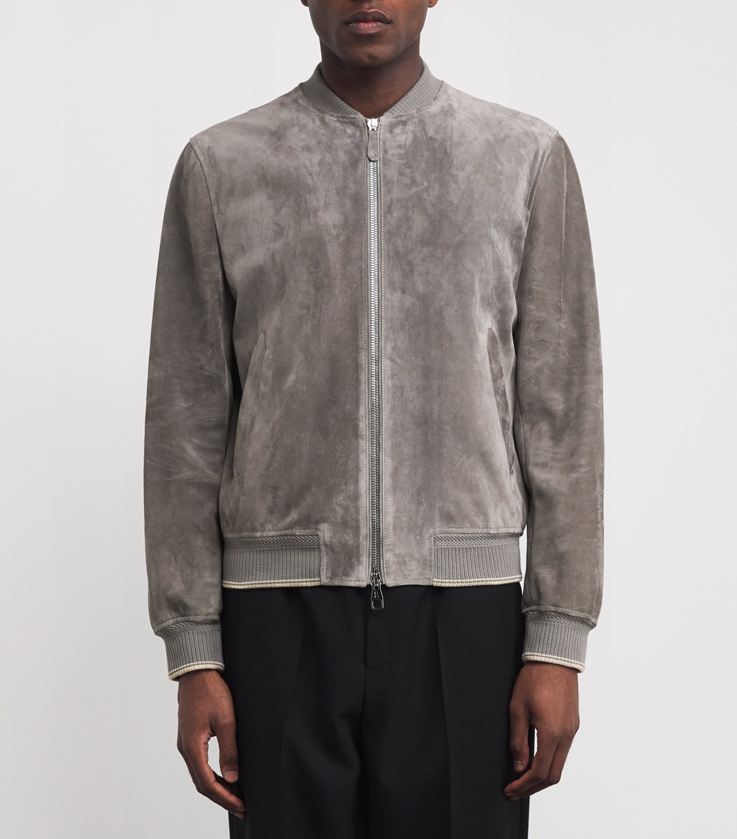 Suede Varsity Jacket SMOKE GREY Image 3