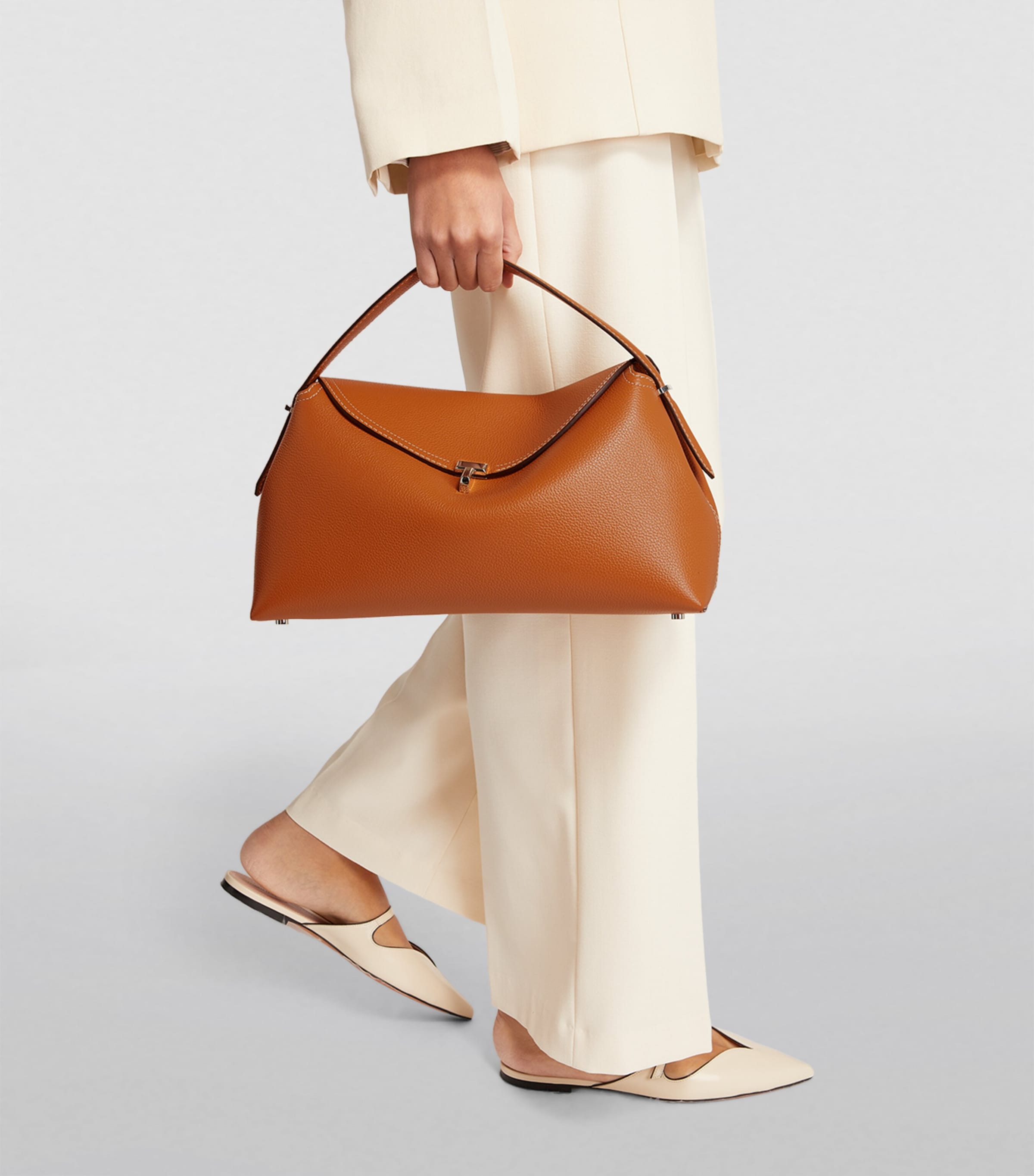 Leather T-Lock Top-Handle Bag TAN 105 Image 5