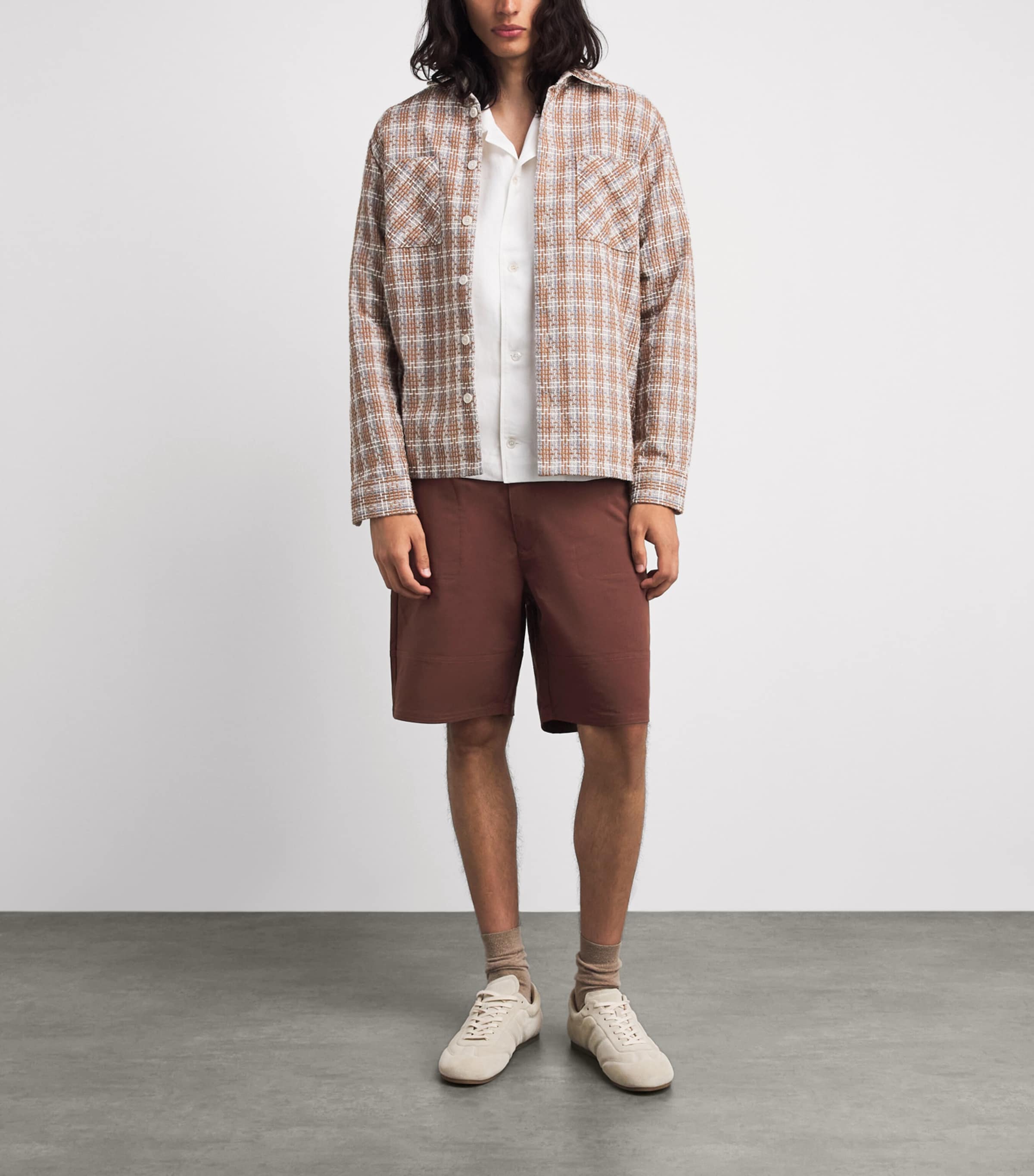 Barbour Mens Stretch-Twill Strickland Shorts Burnt Pepper Image 2