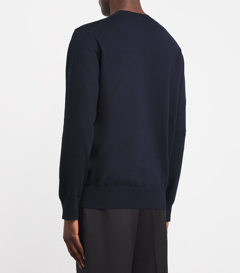 A.P.C. Mens Cotton Logo Sweater Iaj Marine Image 4