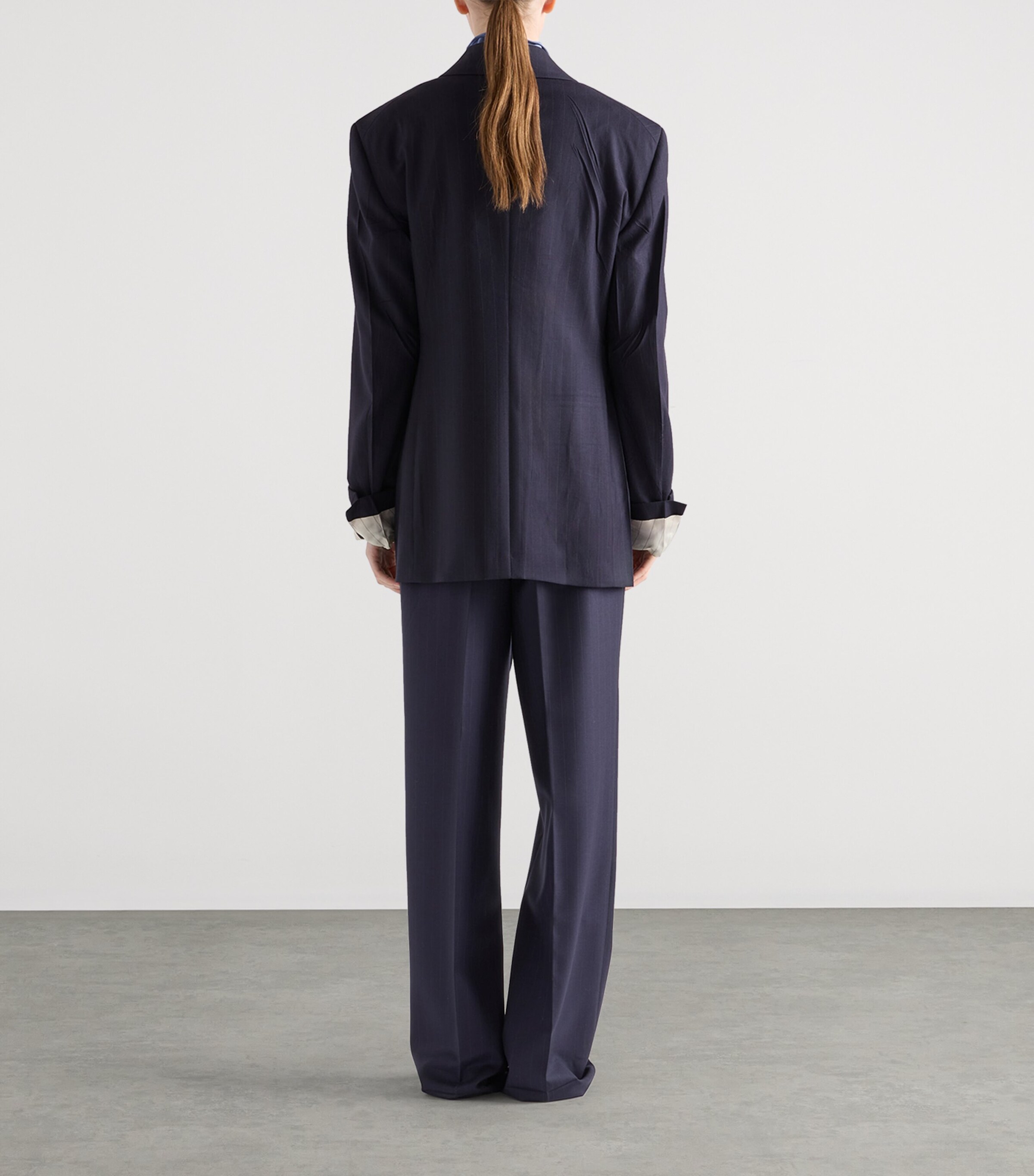 Wool Pinstripe Straight Trousers F0008 Image 5