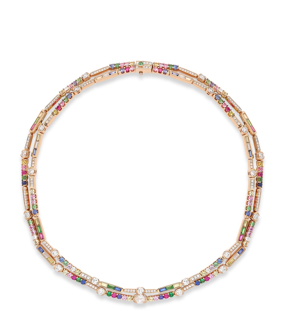 Boodles Rose Gold, Diamond, Sapphire, Ruby and Tsavorite Play of Light Chelsea Double Necklace Rose Gold Image 1