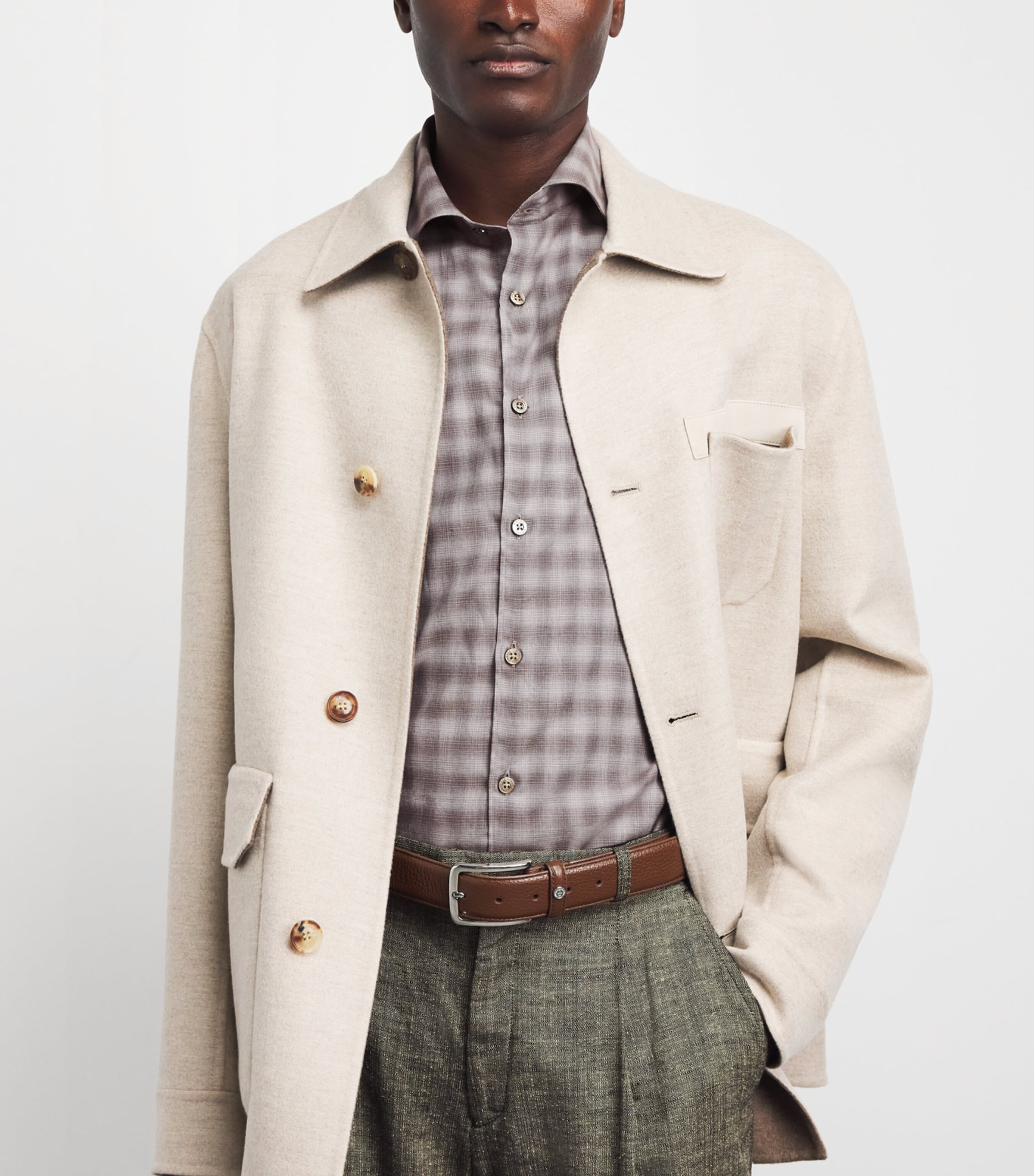 Canali Mens Cotton Blurred Check Shirt Multi Image 3