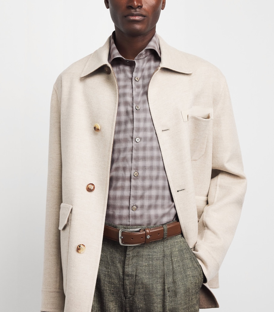 Canali Mens Cotton Blurred Check Shirt Multi Image 3