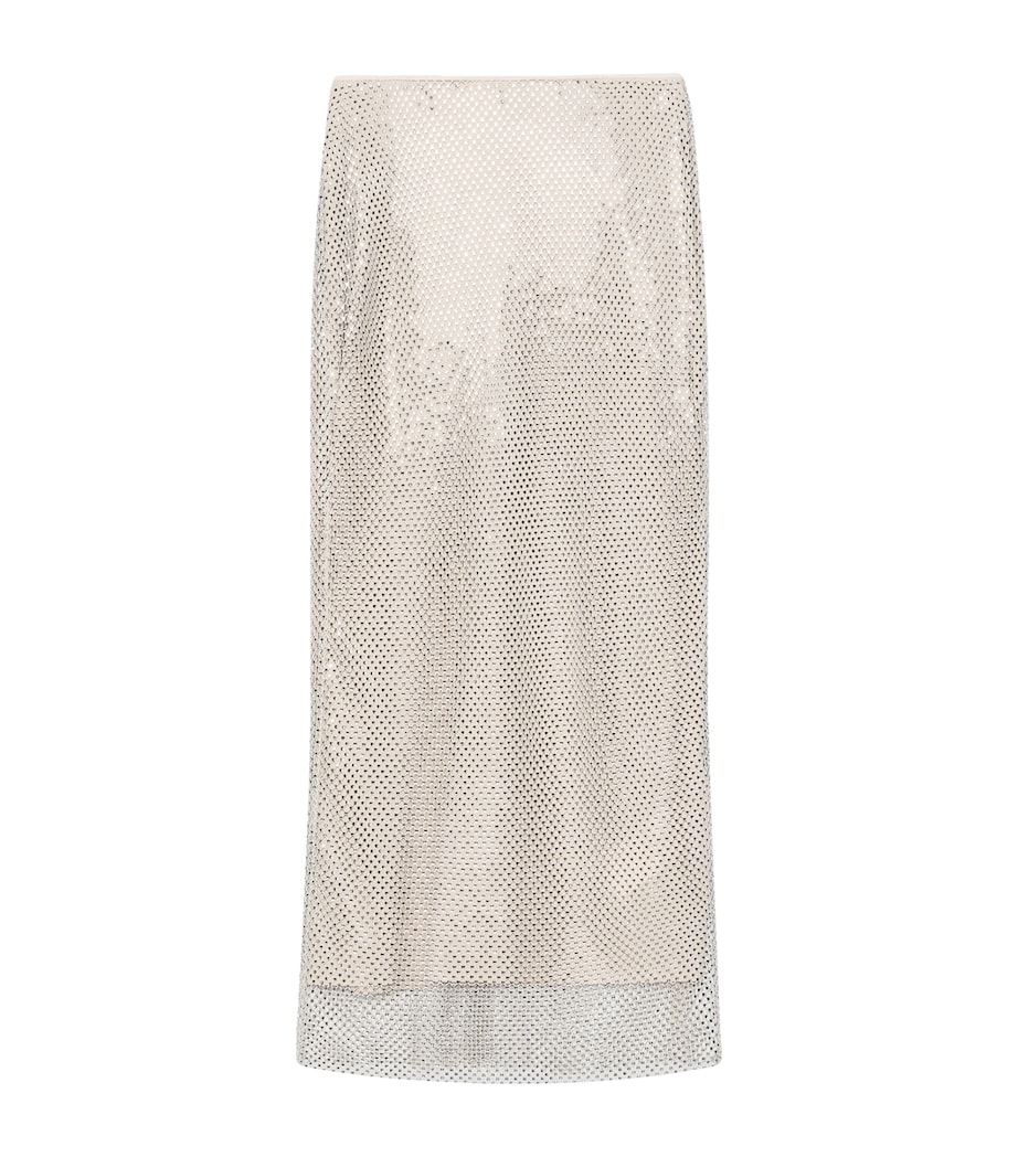Marella Womens Mesh Embellished Midi Skirt Ice Image 1