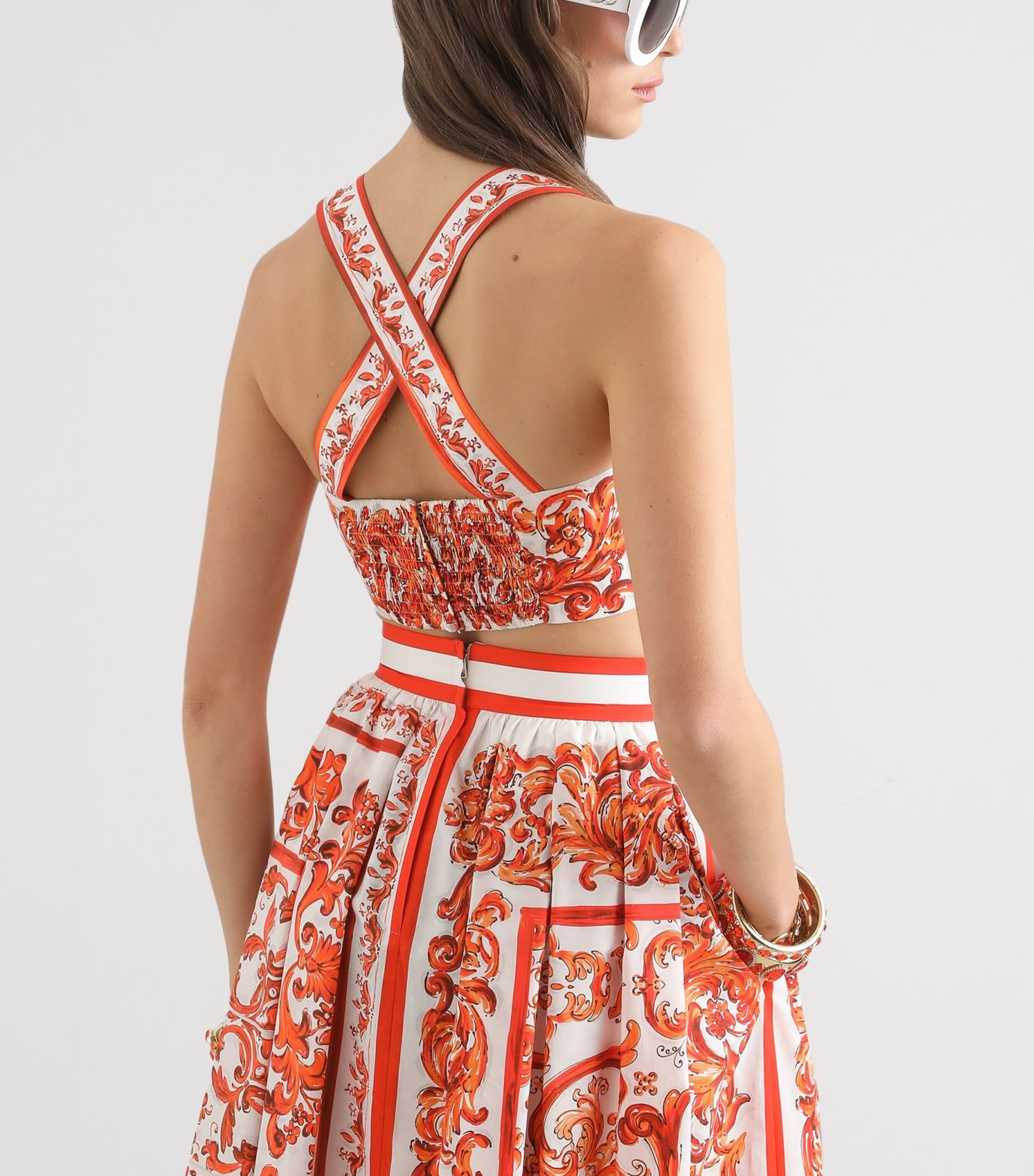 Dolce&Gabbana Womens Cotton Majolica Bustier Top Combined Colou Image 4