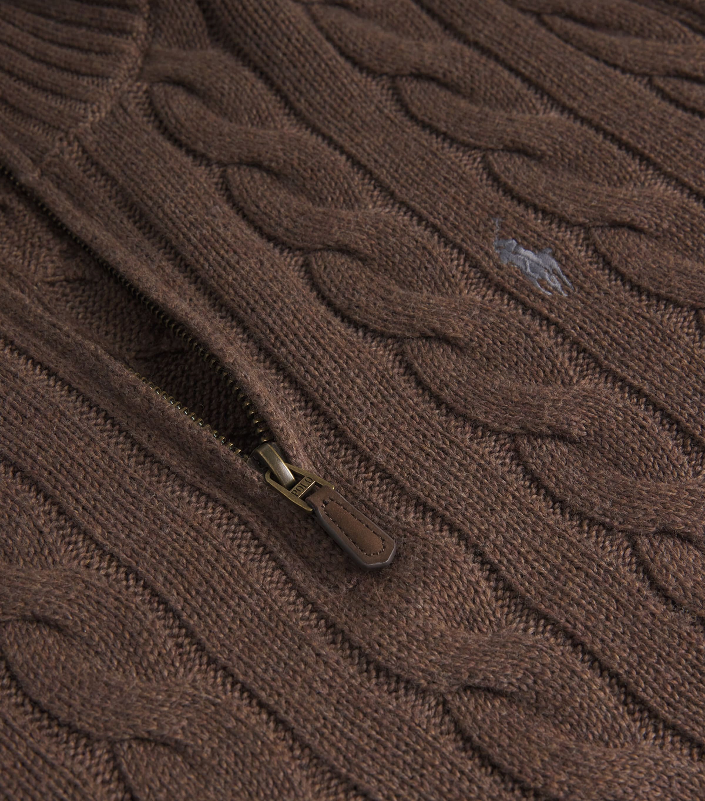 Polo Ralph Lauren Mens Cotton Cable Knit Sweater Brown Image 5