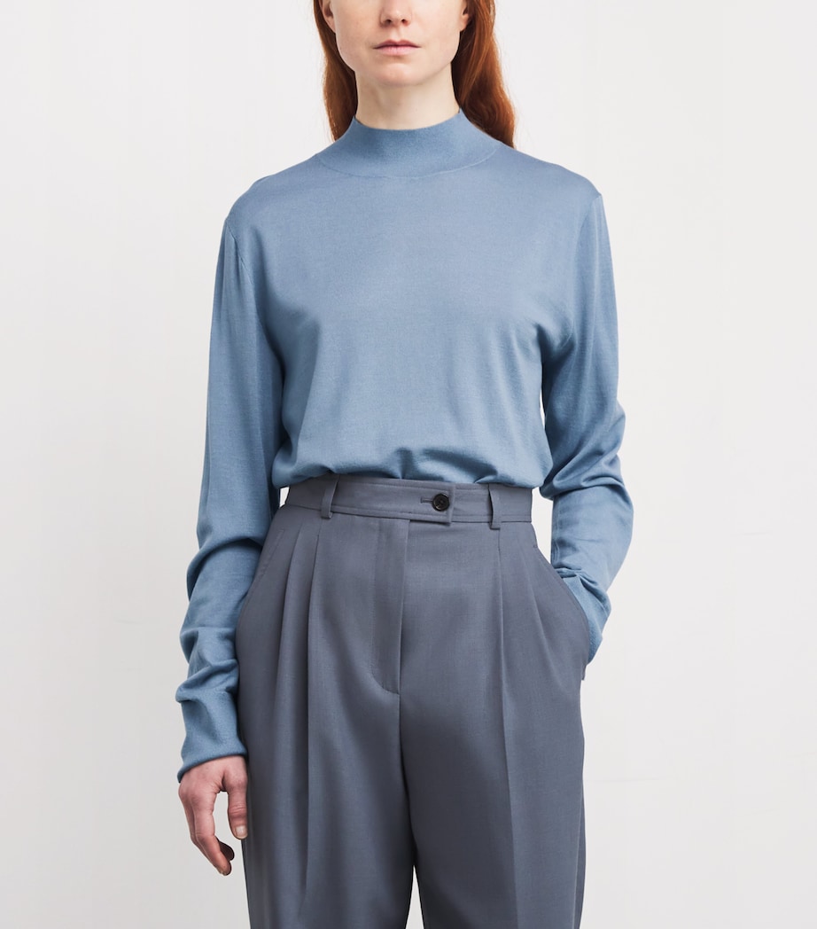 The Row Womens Nari Sheep Wool Sweater Azure Grey Image 3