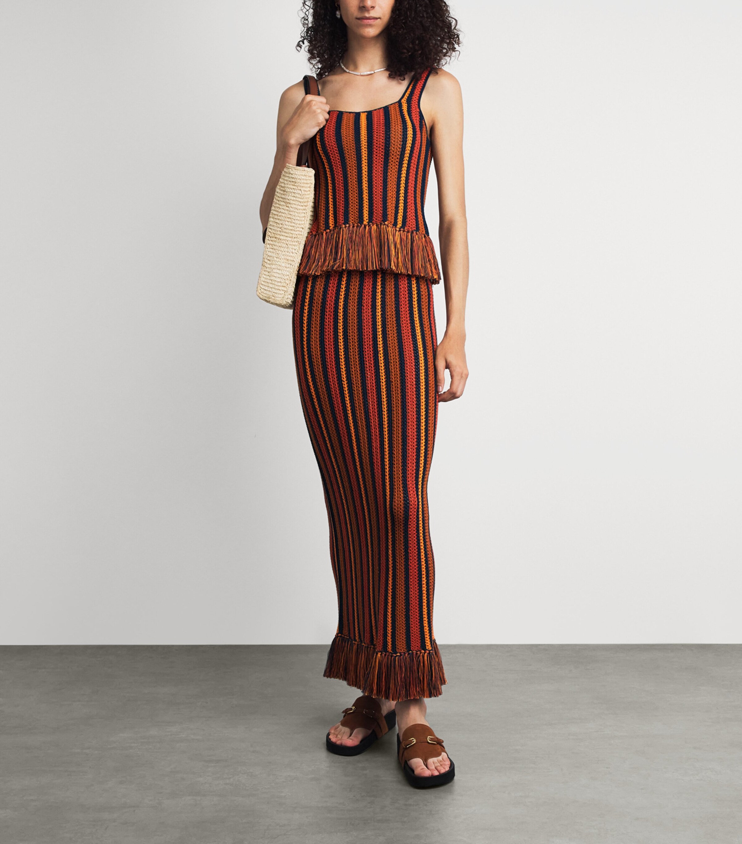 ESCVDO Womens Fringe Misti Maxi Skirt Sunset Image 2