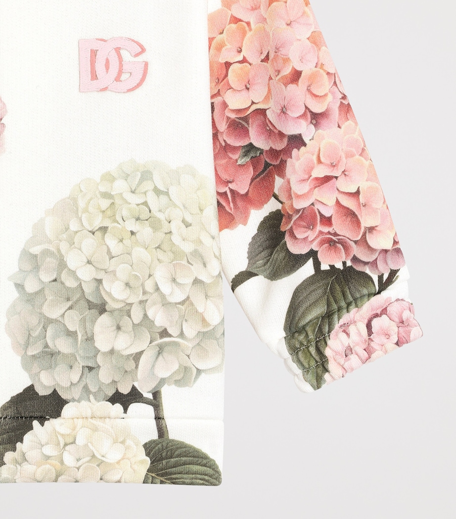 Dolce&Gabbana Kids Floral Zip-Up Hoodie (3-30 Months) White Image 3
