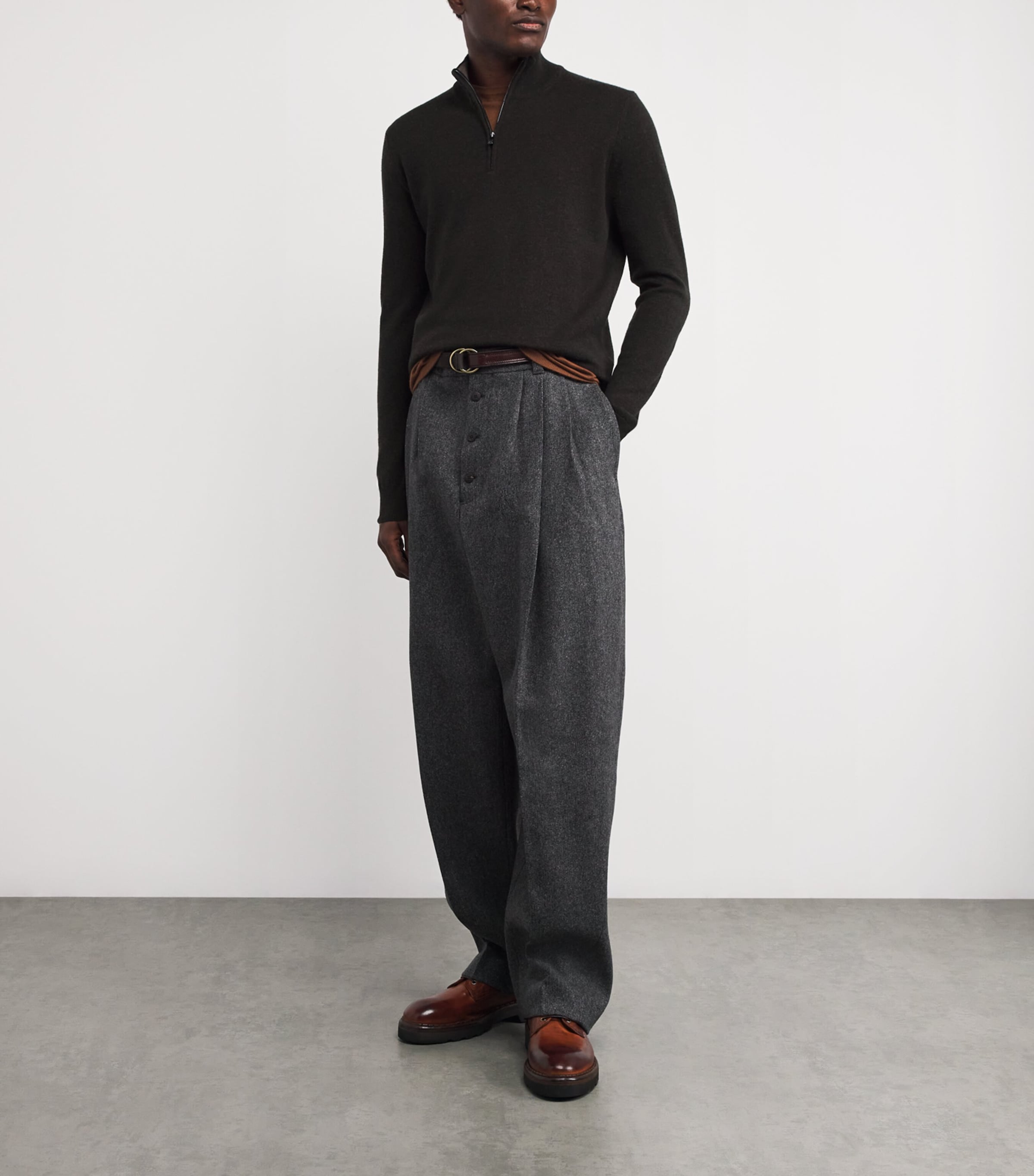 Virgin Wool-Cashmere Sweater 042 BROWN Image 2