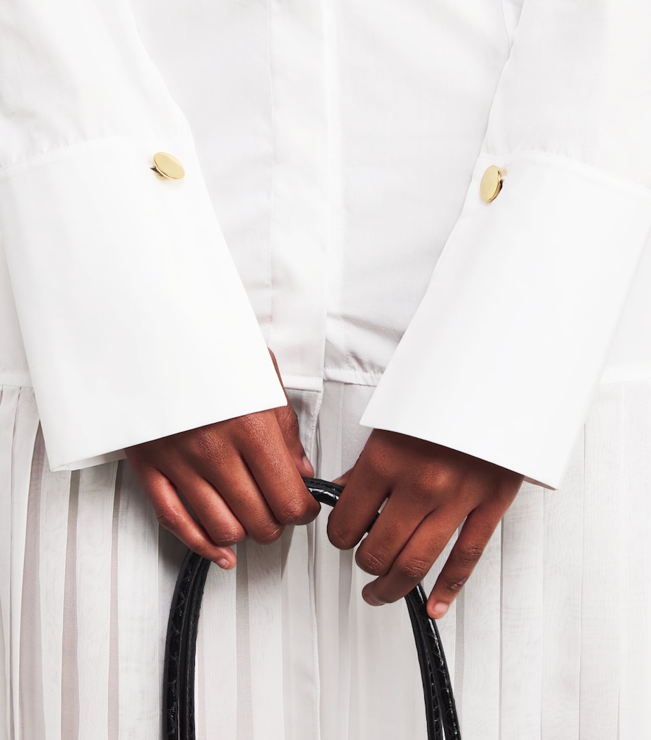 Cotton Midi Shirt Dress WHITE Image 6