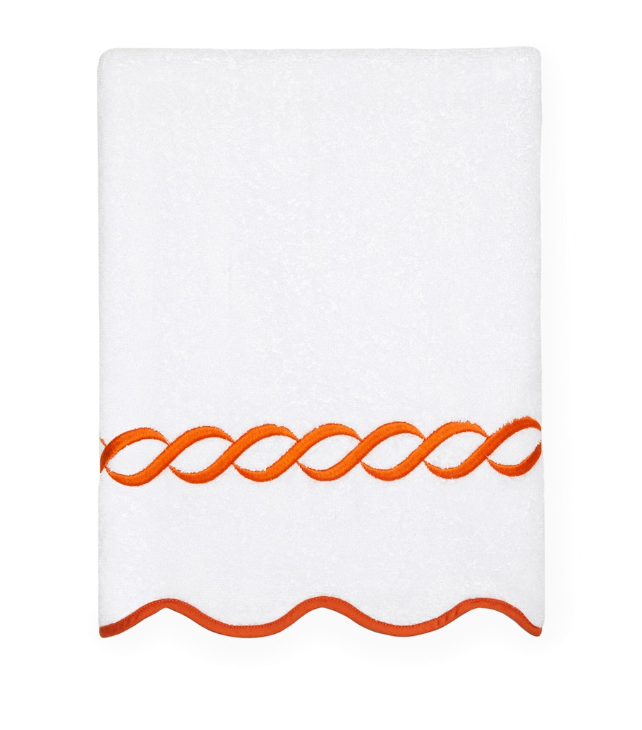 Cotton Treccia Hand Towel (50cm x 75cm) WHITE/ORANGE Image 1