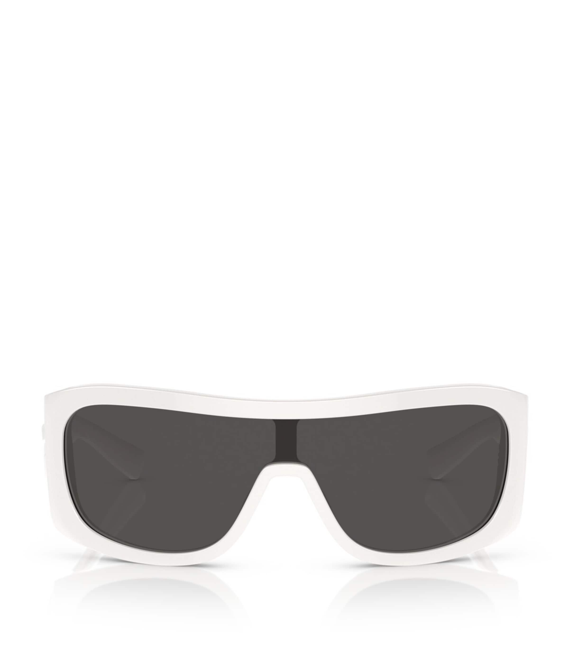 Dolce & Gabbana Dg Crossed Shield-frame Sunglasses In White
