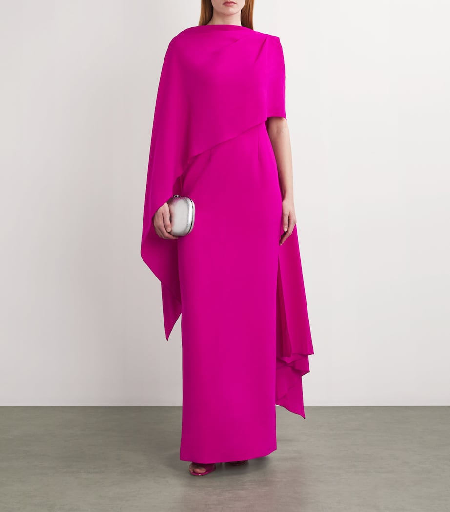 Roksanda Womens Demetria Cape Effect Maxi Dress Fuchsia Image 2