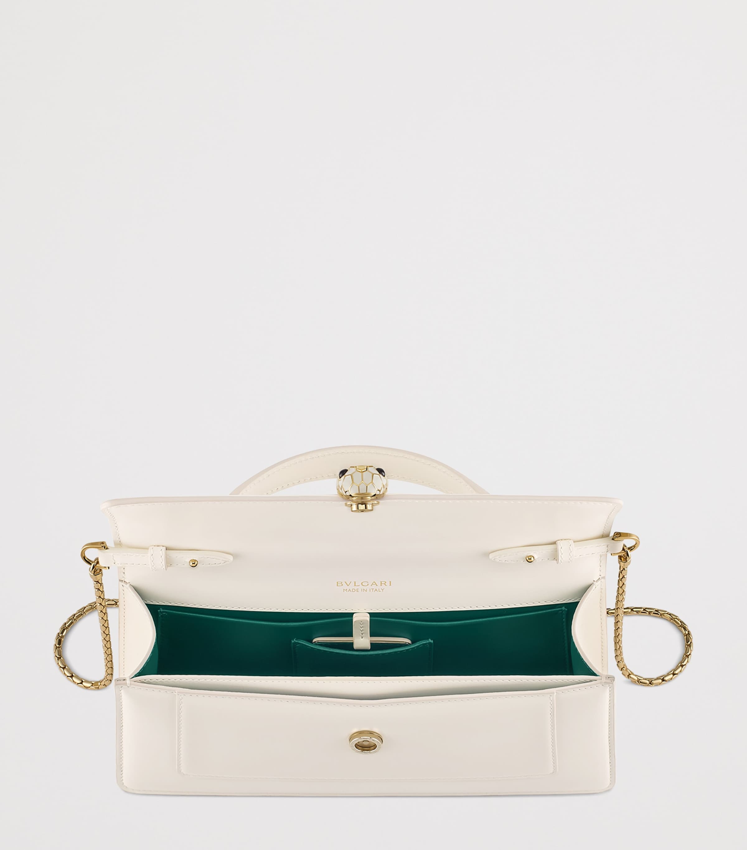 Bvlgari Leather Serpenti Forever Elongated Top-Handle Bag White Image 5