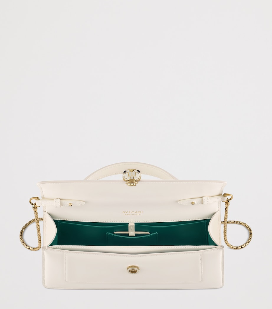 Bvlgari Leather Serpenti Forever Elongated Top-Handle Bag White Image 5