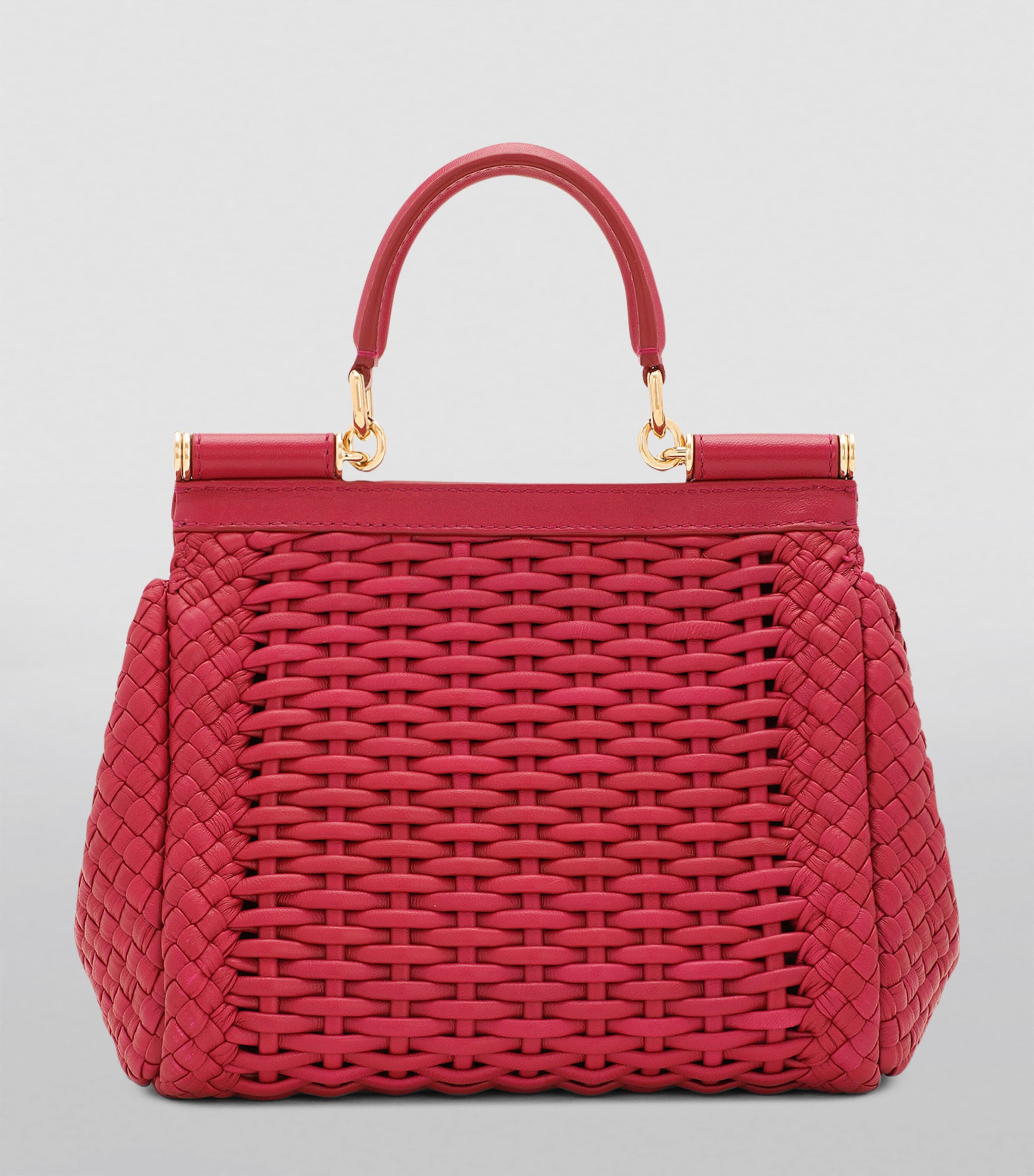 Woven Leather Sicily Top-Handle Bag 89417-HIBISCUS Image 2