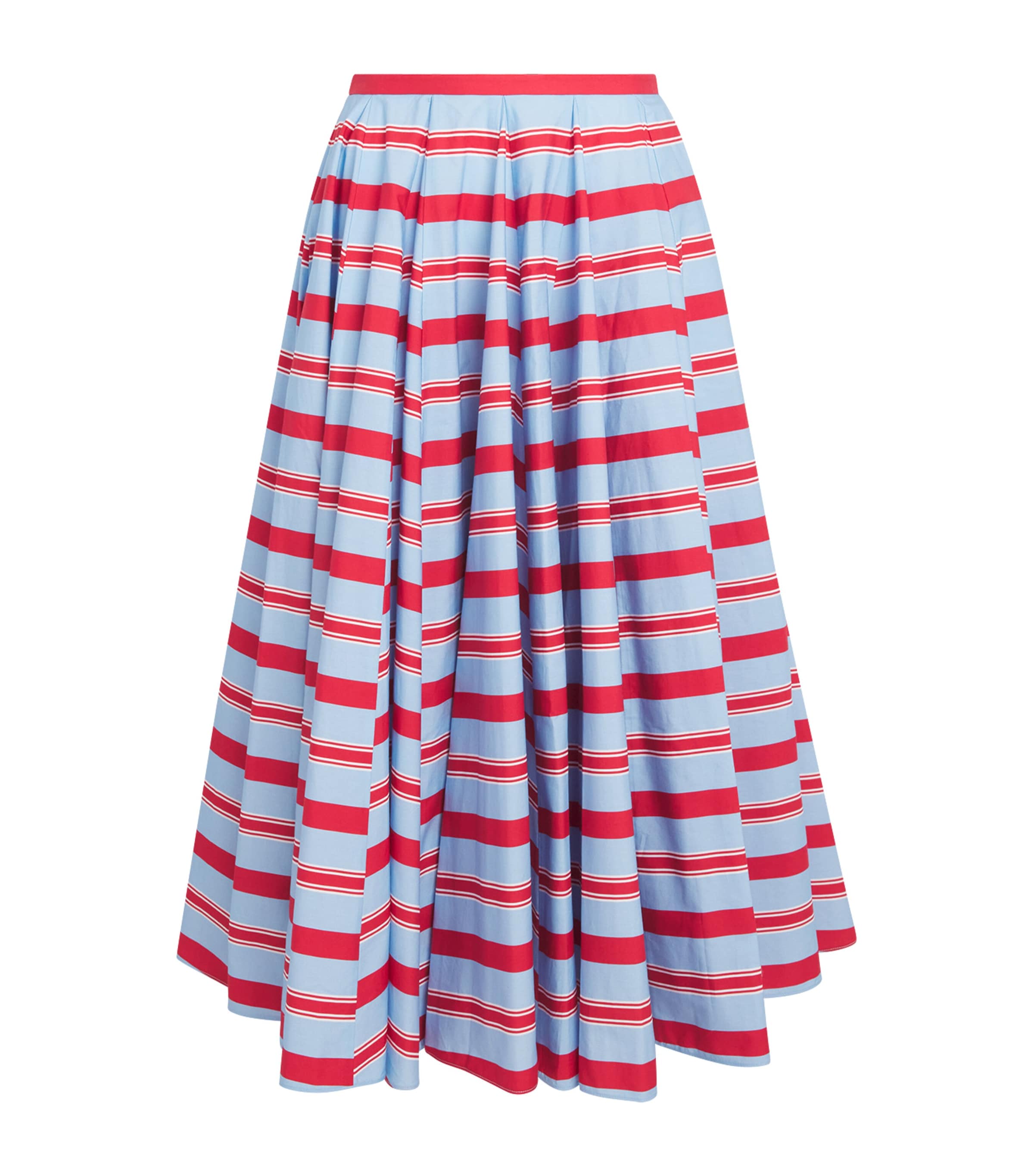 Emilia Wickstead Womens Organic Cotton Stripe Rhea Midi Skirt Bayedere Stripe Image 1