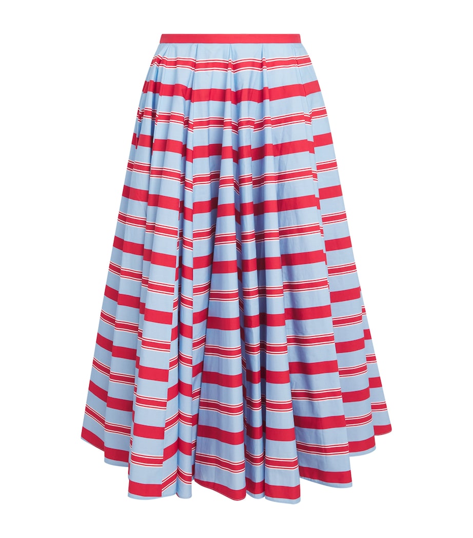 Emilia Wickstead Womens Organic Cotton Stripe Rhea Midi Skirt Bayedere Stripe Image 1