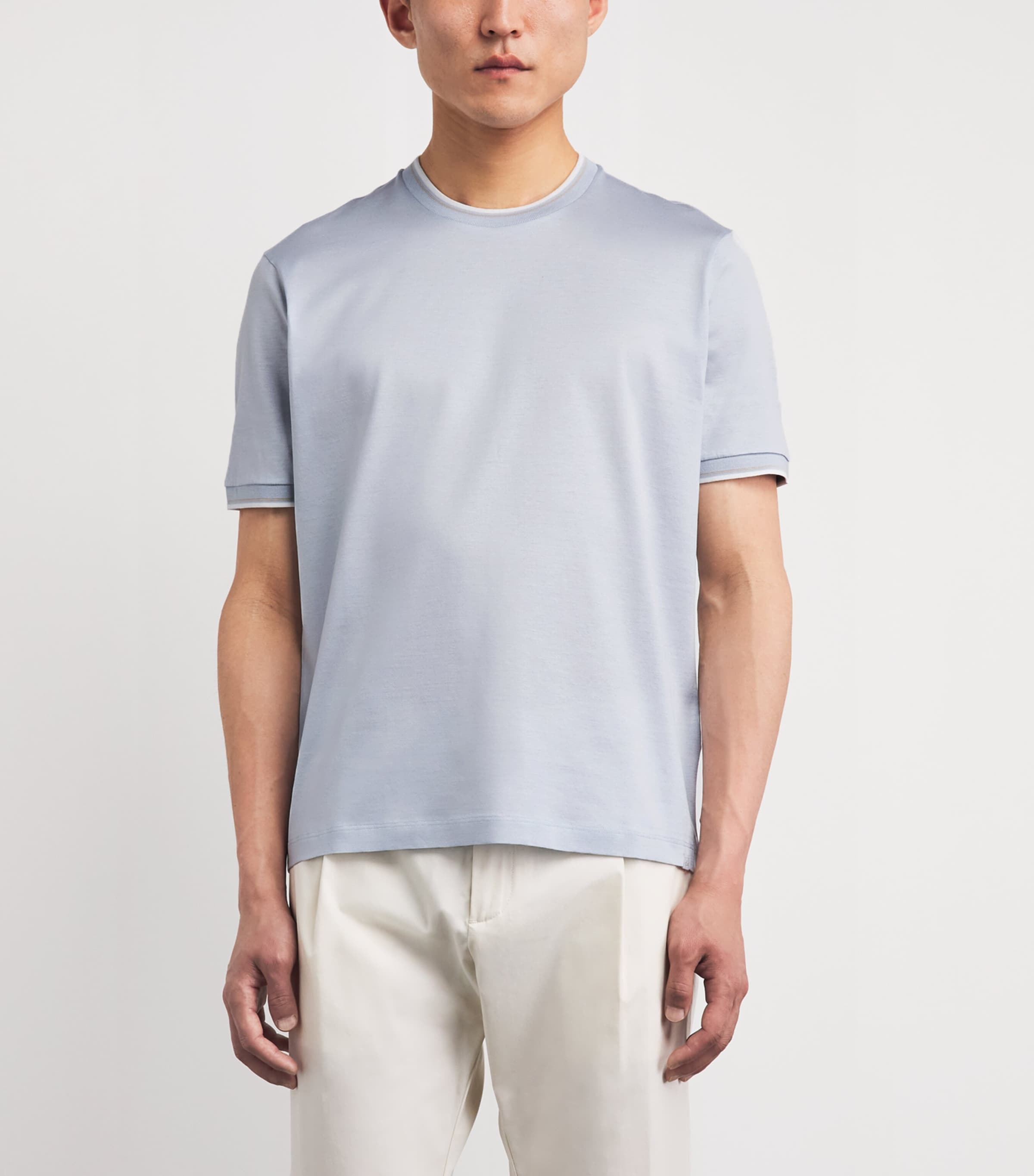 Paul & Shark Mens Mercerised Cotton T-Shirt Light Light Blue Image 4
