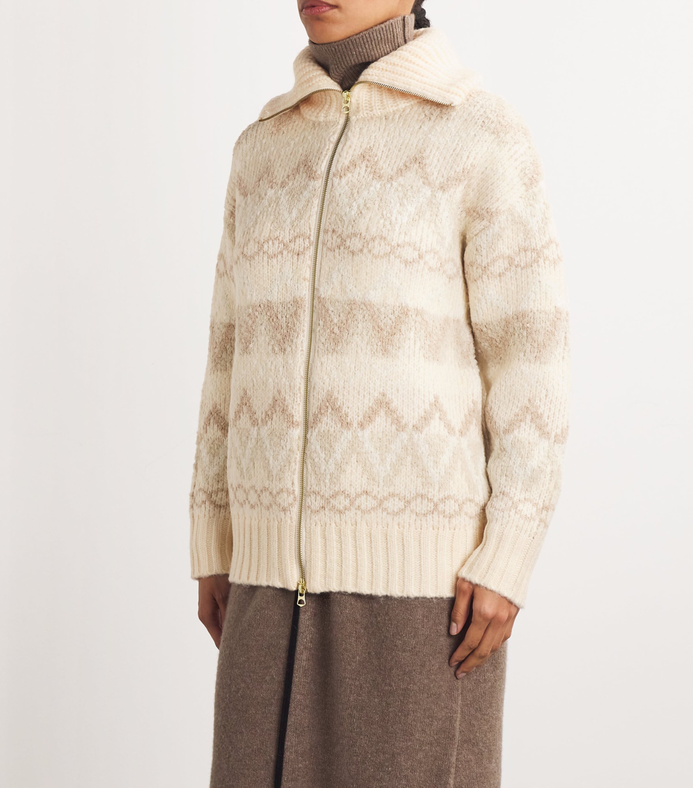 Varley Womens Brooke Fair Isle Knitted Zip-Up Cardigan Ivry Mntn Frsle Image 3