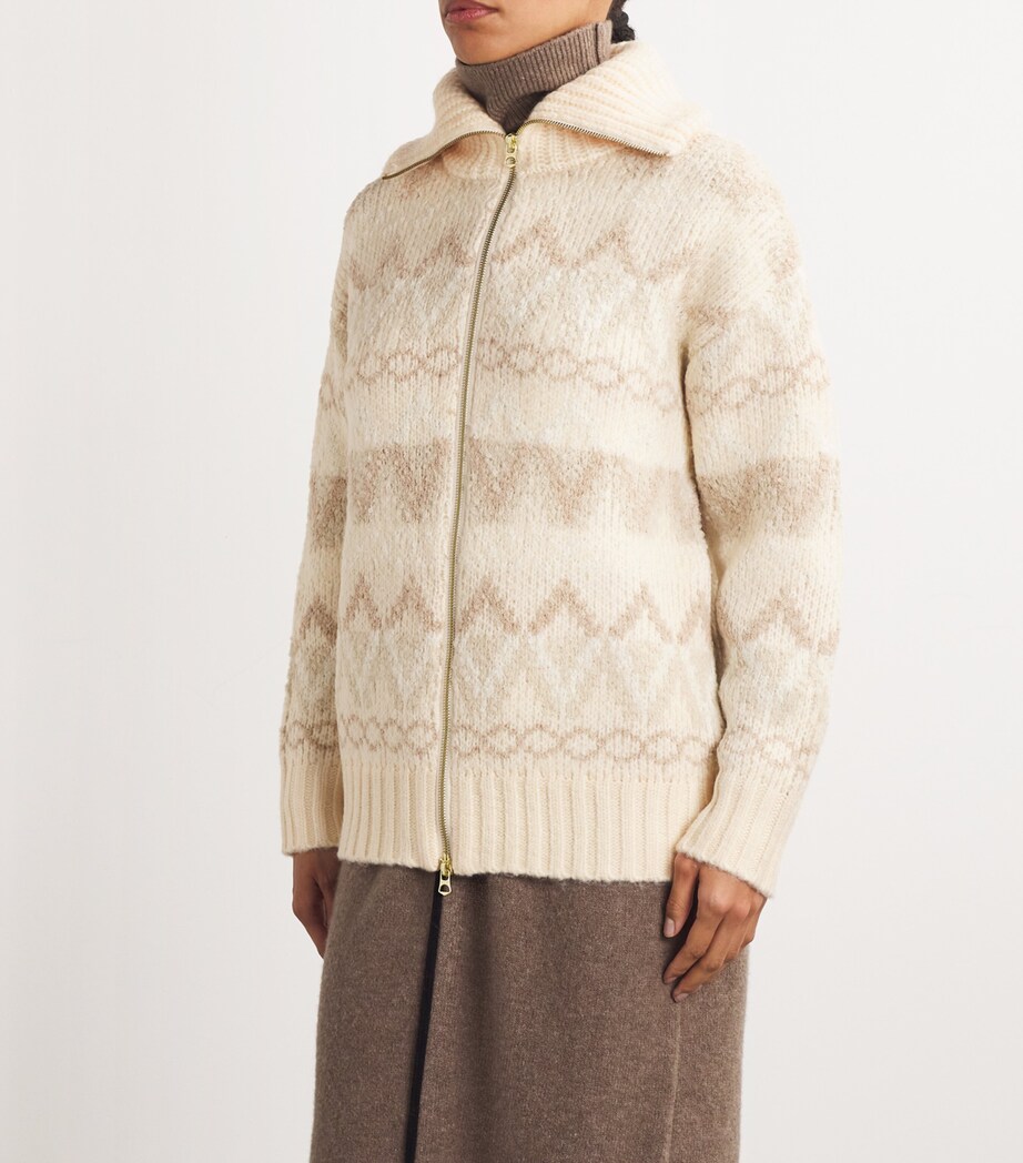 Varley Womens Brooke Fair Isle Knitted Zip-Up Cardigan Ivry Mntn Frsle Image 3