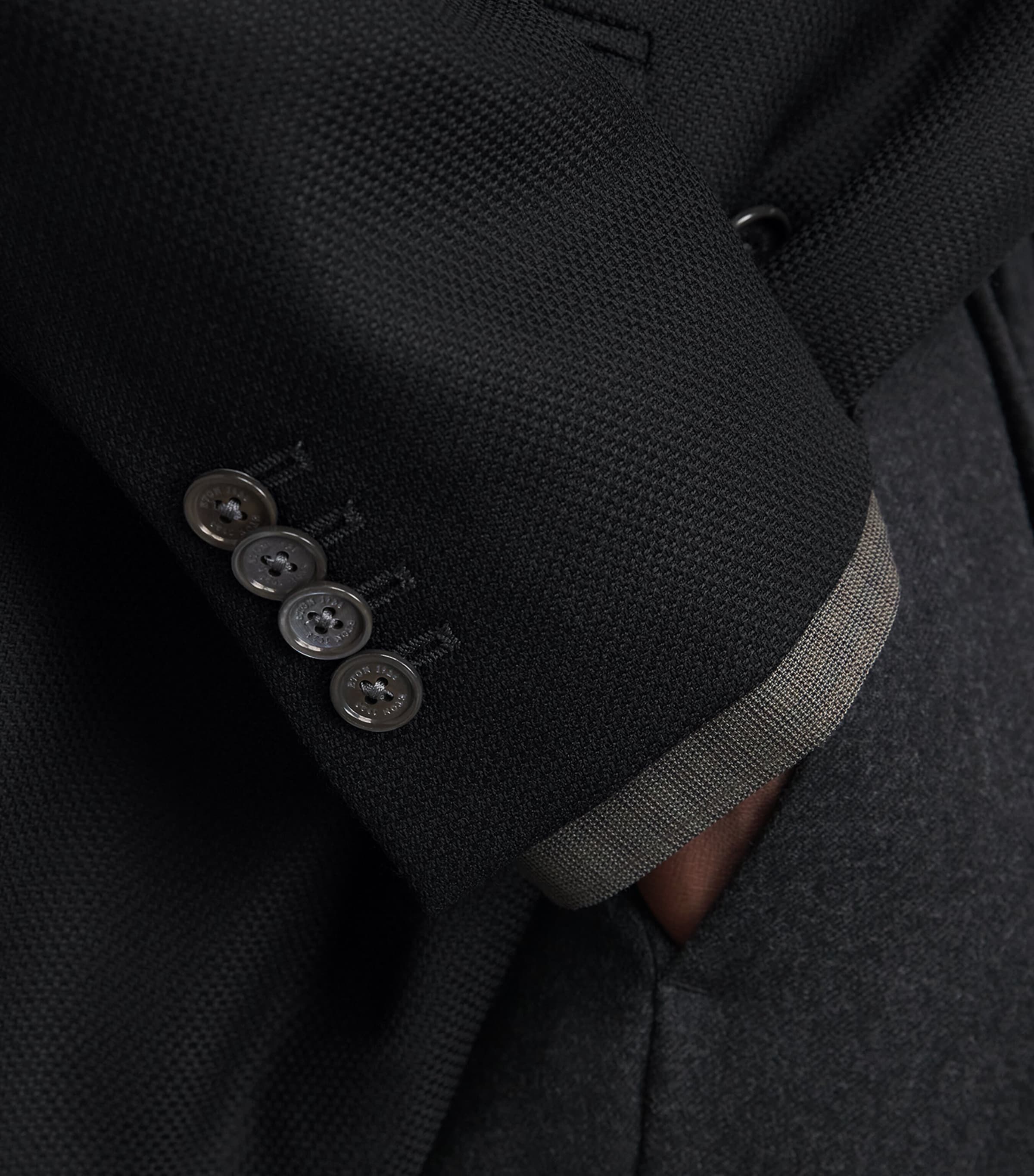 Eton Mens Wool Double-Breasted Blazer Black Image 3