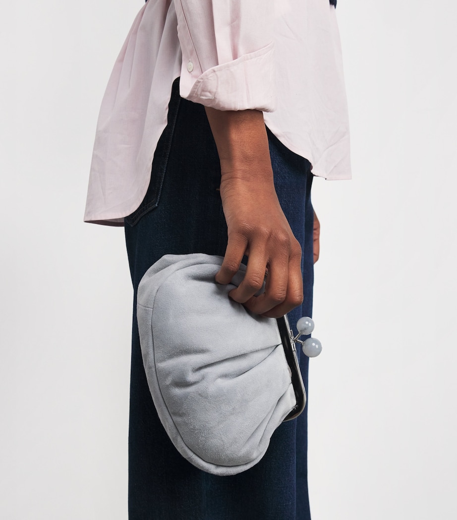 Small Suede Pasticcino Clutch Bag LIGHT BLUE Image 5