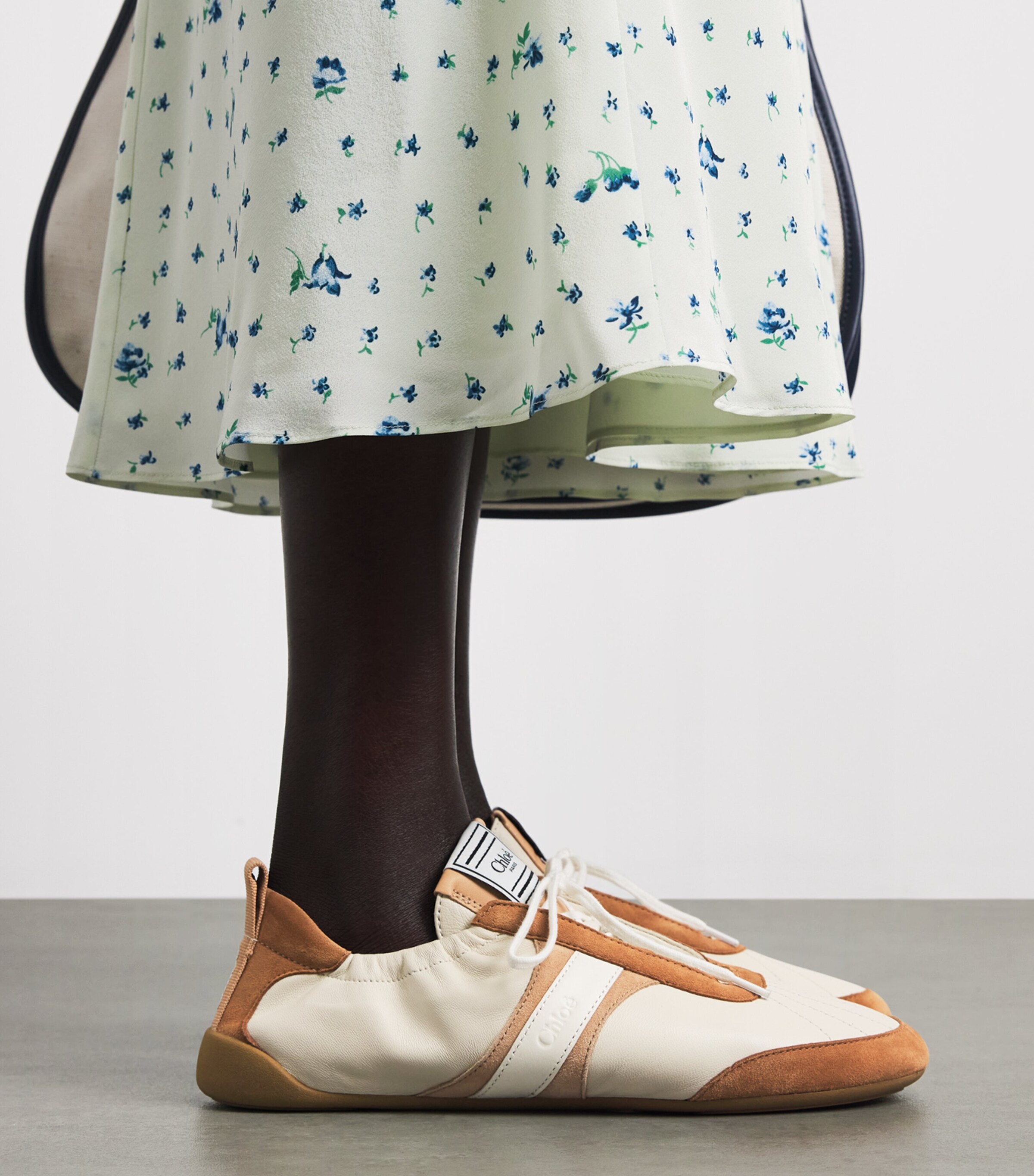 Chloé Leather-Suede Kick Sneakers Brown/oth Image 2