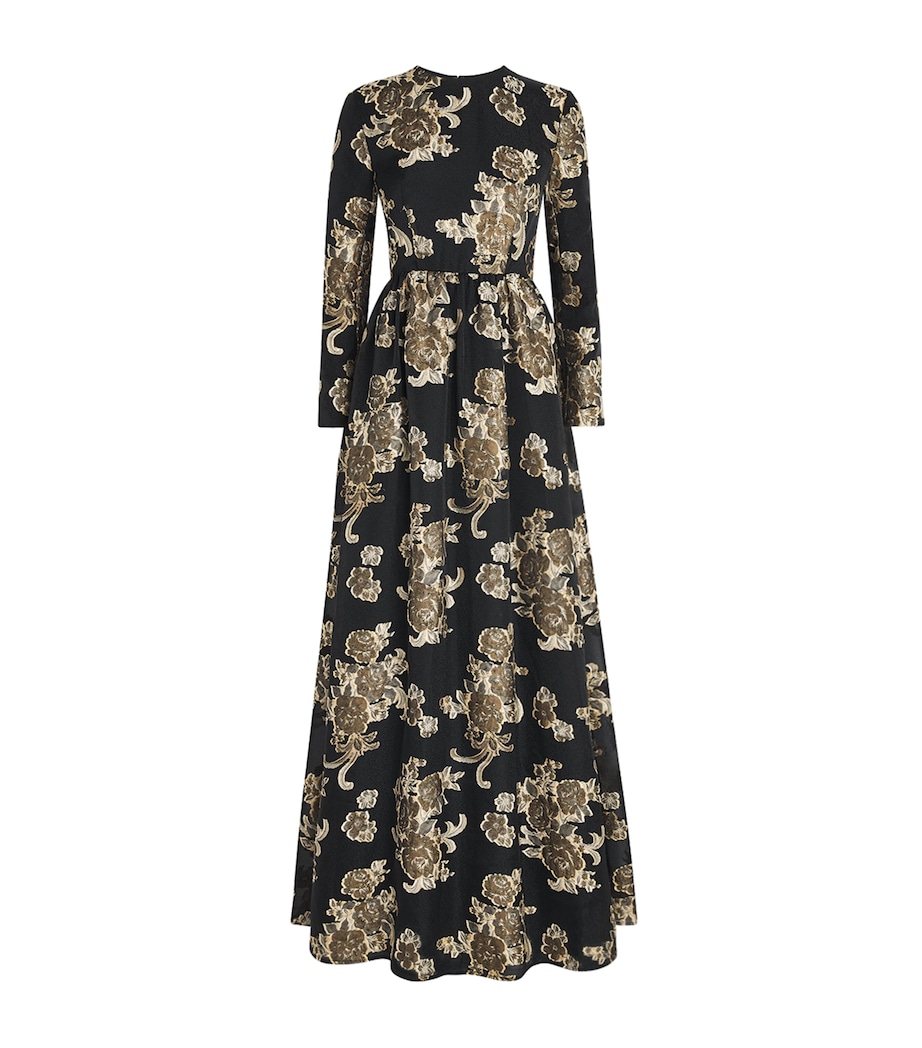 Huishan Zhang Womens Embroidered Amanda Gown Black/gold Image 1