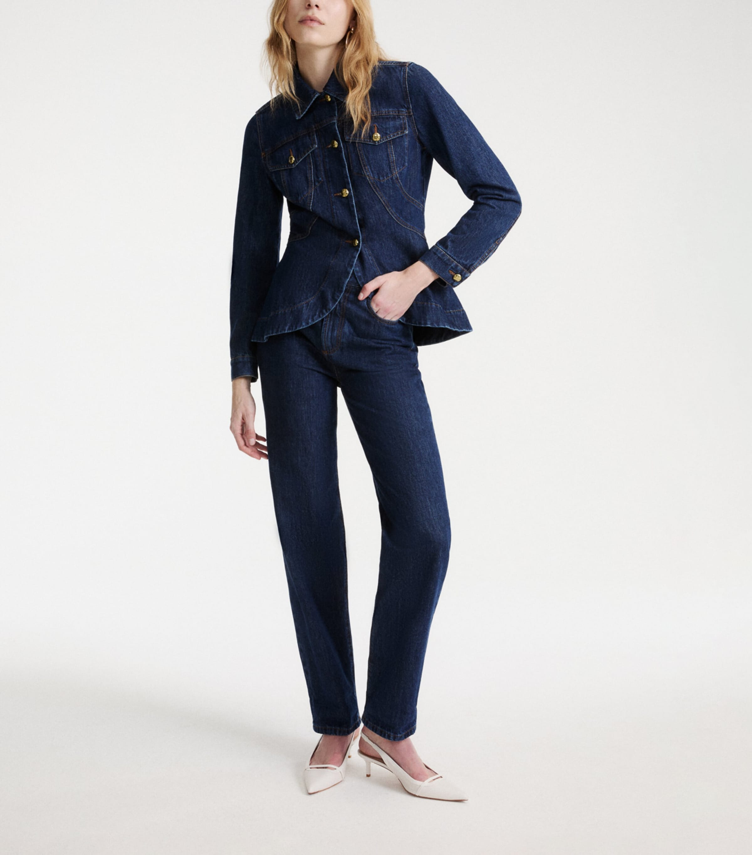 Marella Womens Hourglass Denim Jacket Blue Jeans Image 2