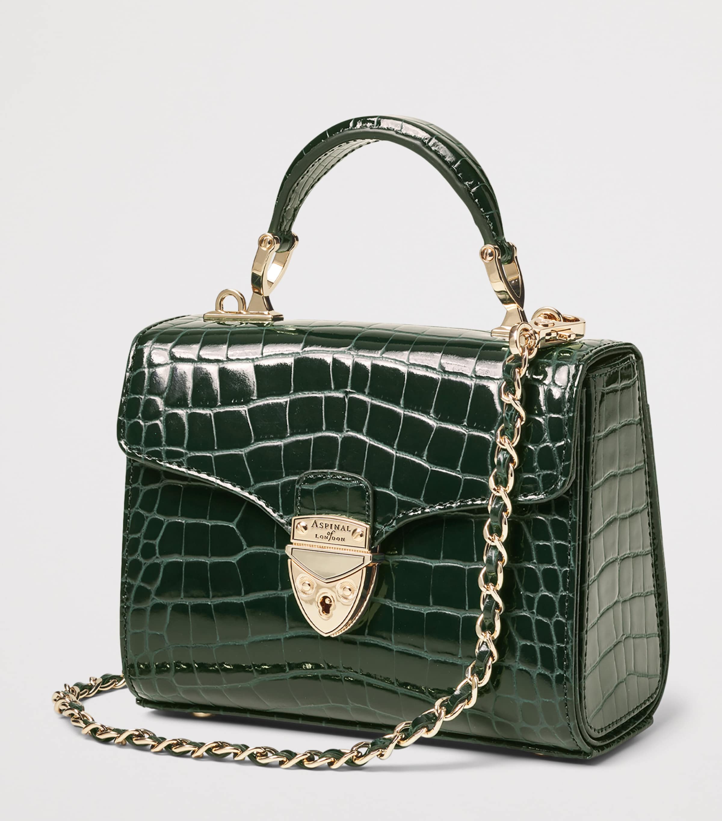 Aspinal Of London Mini Leather Mayfair Top-Handle Bag Evergreen Image 2