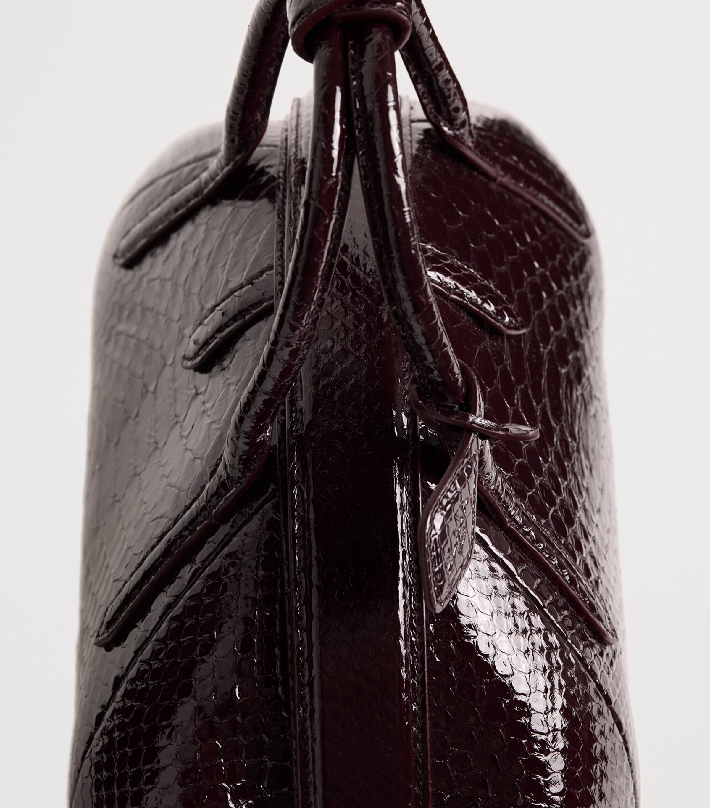 Alaïa Small Snakeskin Purse Top-Handle Bag Bordeaux Image 5