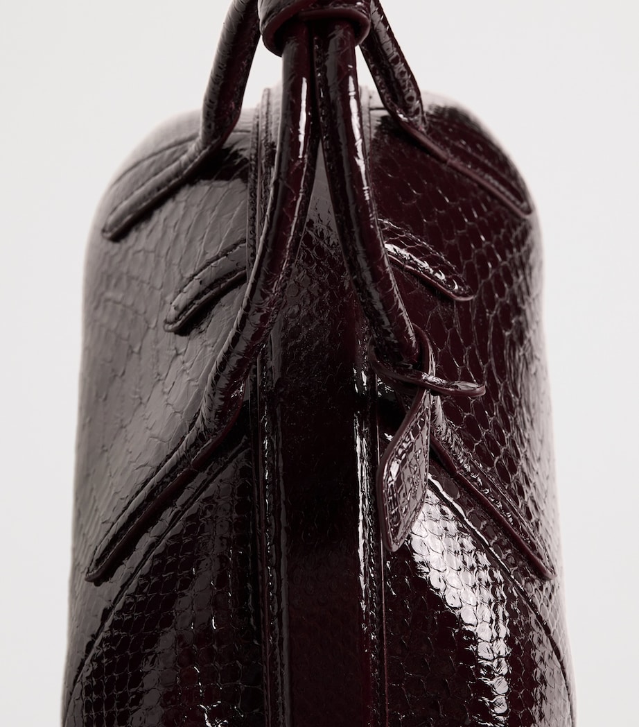 Alaïa Small Snakeskin Purse Top-Handle Bag Bordeaux Image 5