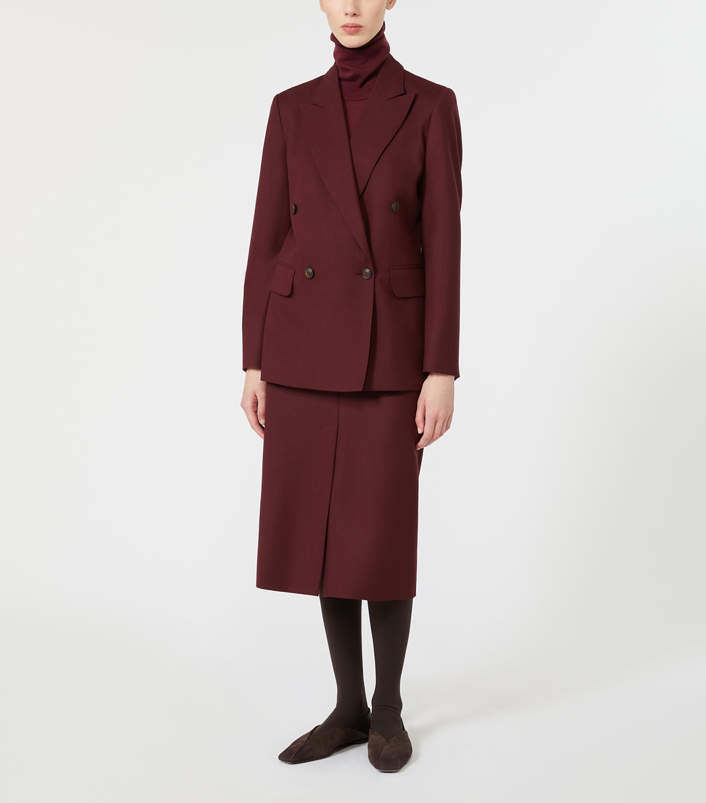 Max Mara Womens Virgin Wool Rollneck Sweater Red Purple Image 2