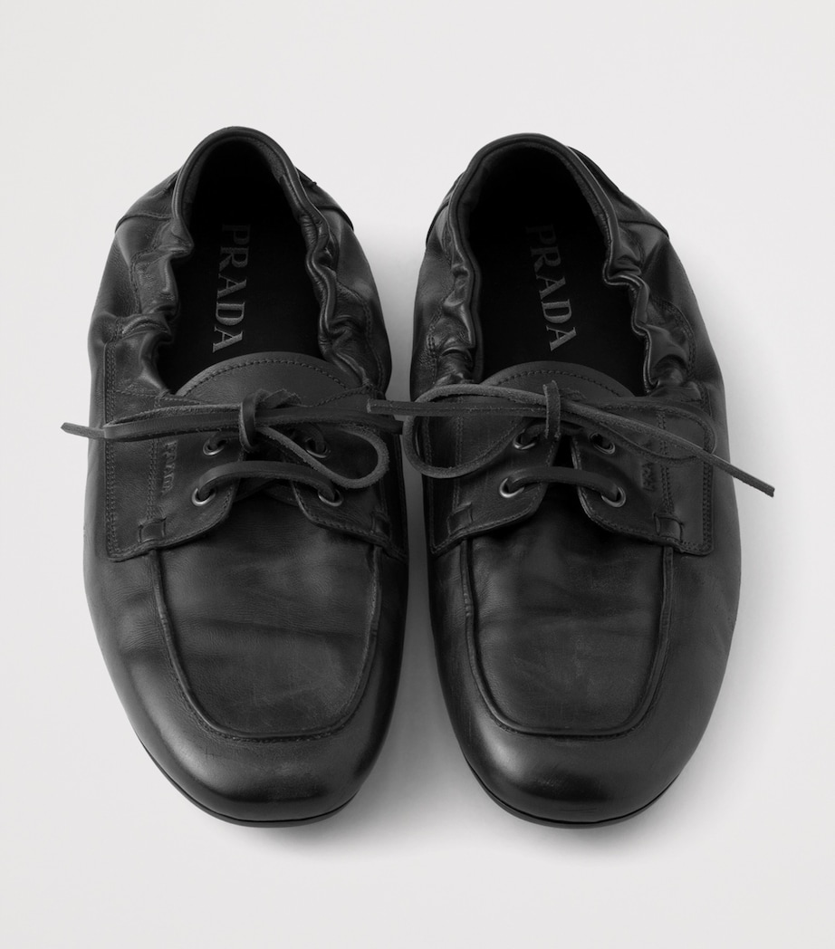 Prada Antiqued Leather Shuffle Loafers Black Image 3