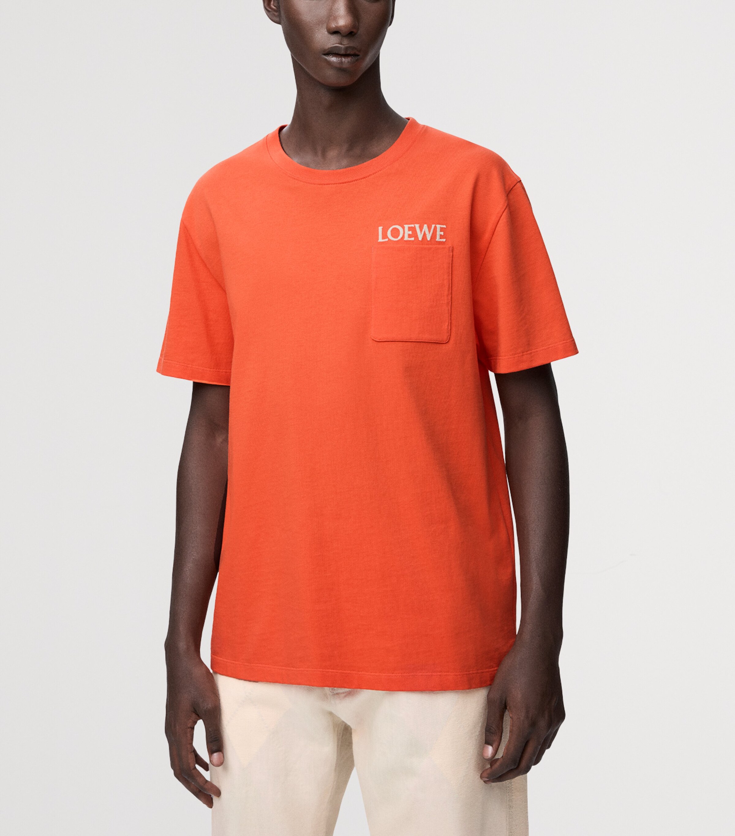 LOEWE Orange Cotton Pocket Logo T-Shirt | Harrods US