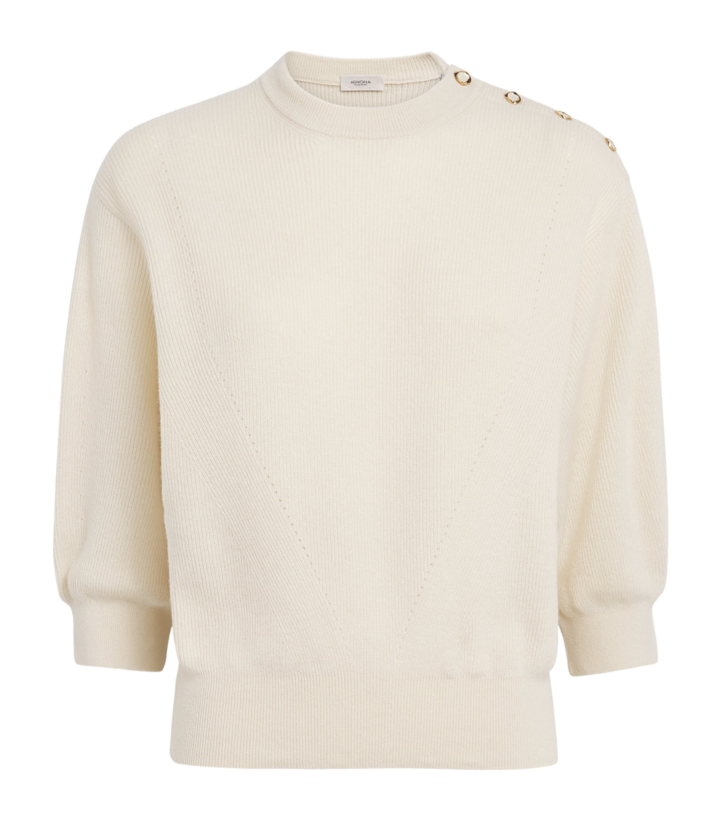 Cashmere-Blend Pointelle Sweater Top N08 IVORY - BUTTER Image 1