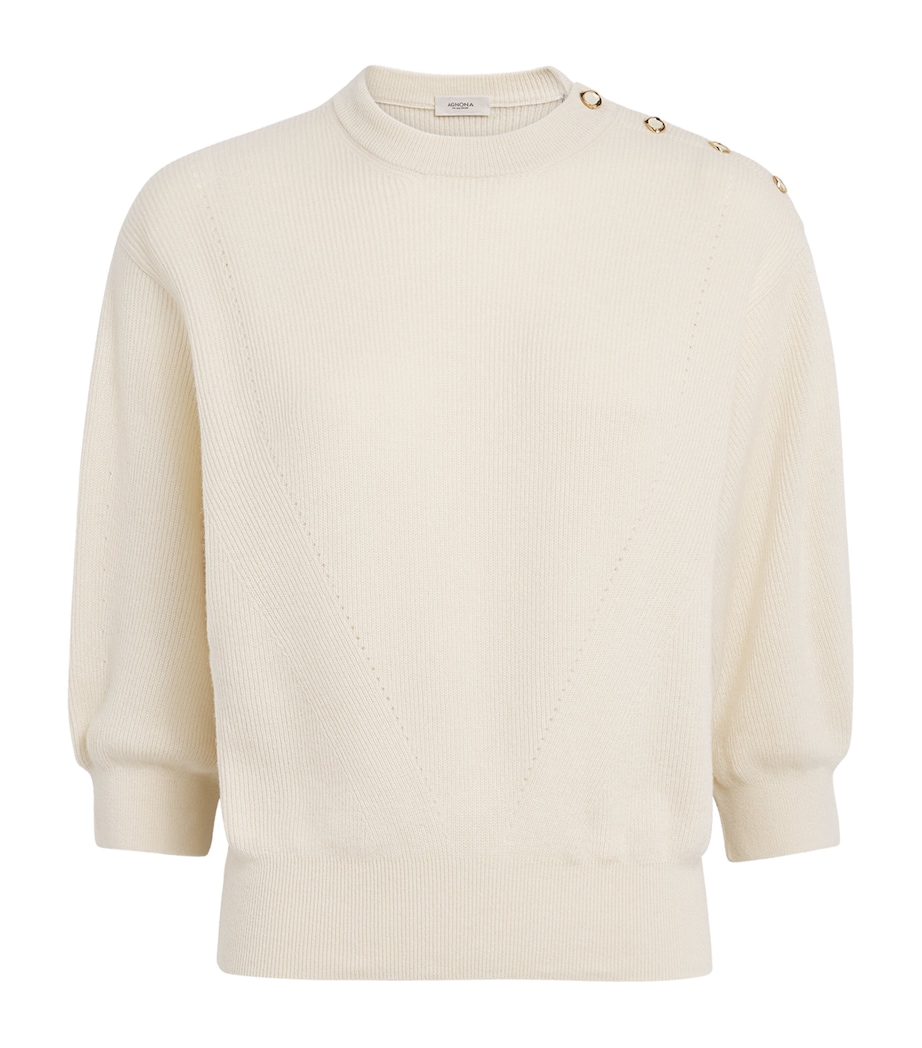 Cashmere-Blend Pointelle Sweater Top N08 IVORY - BUTTER Image 1